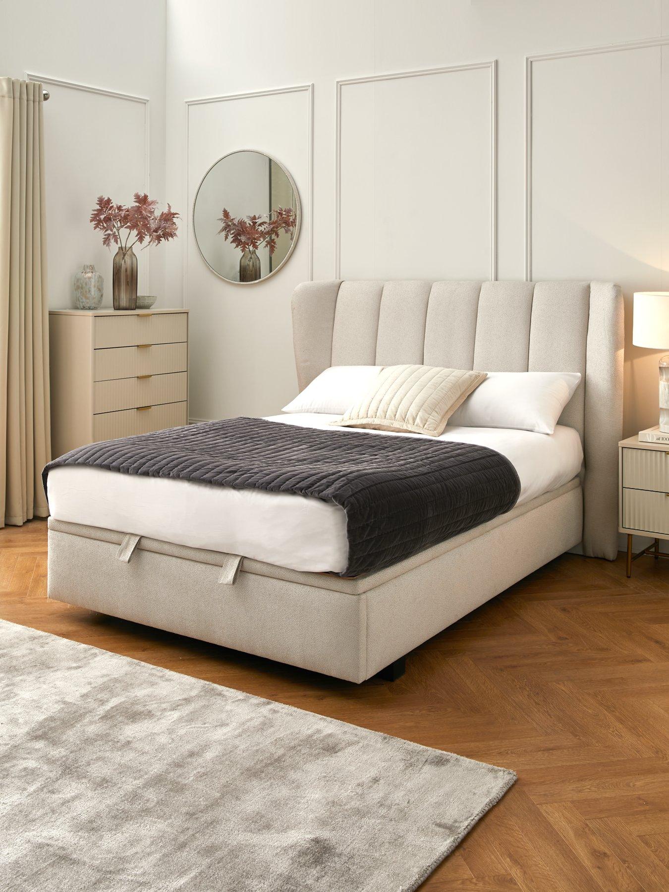 Image 1 of 6 of The Very Collection Jasper End Lift Up Storage Ottoman Bed Frame with Mattress Options (Buy &amp; SAVE!) - Ivory