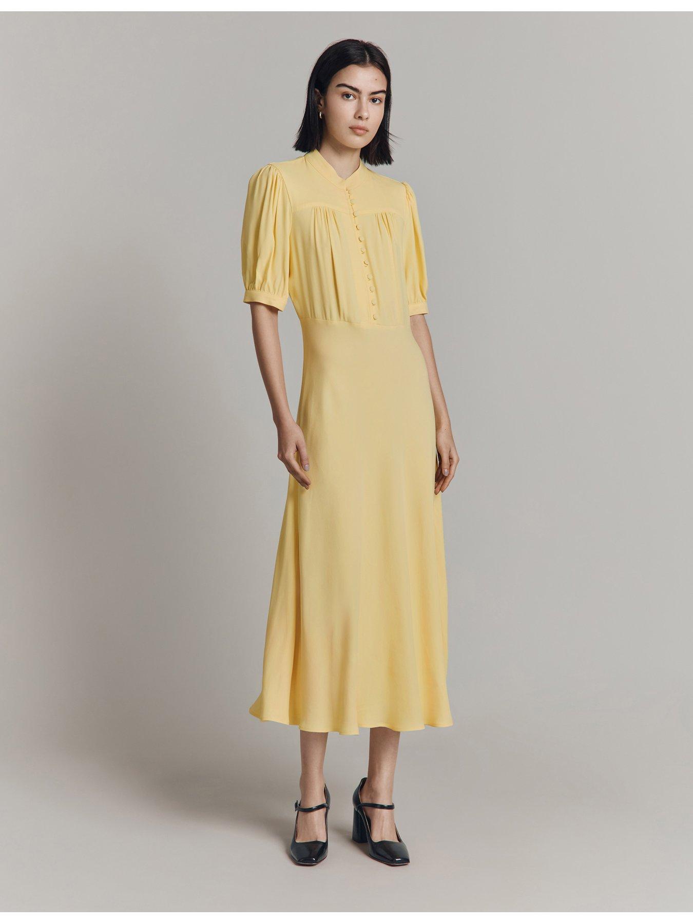 ghost-adele-short-sleeve-midaxi-dress-yellowoutfit