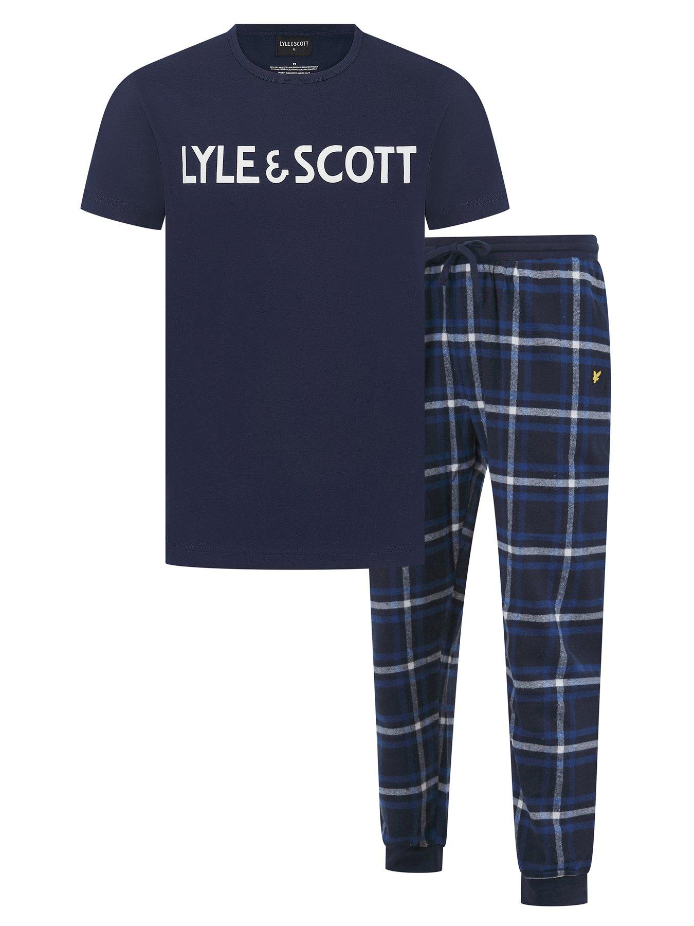 lyle-scott-lyle-amp-scott-kelso-logo-t-shirt-and-cuffed-bottoms-lounge-set-navy