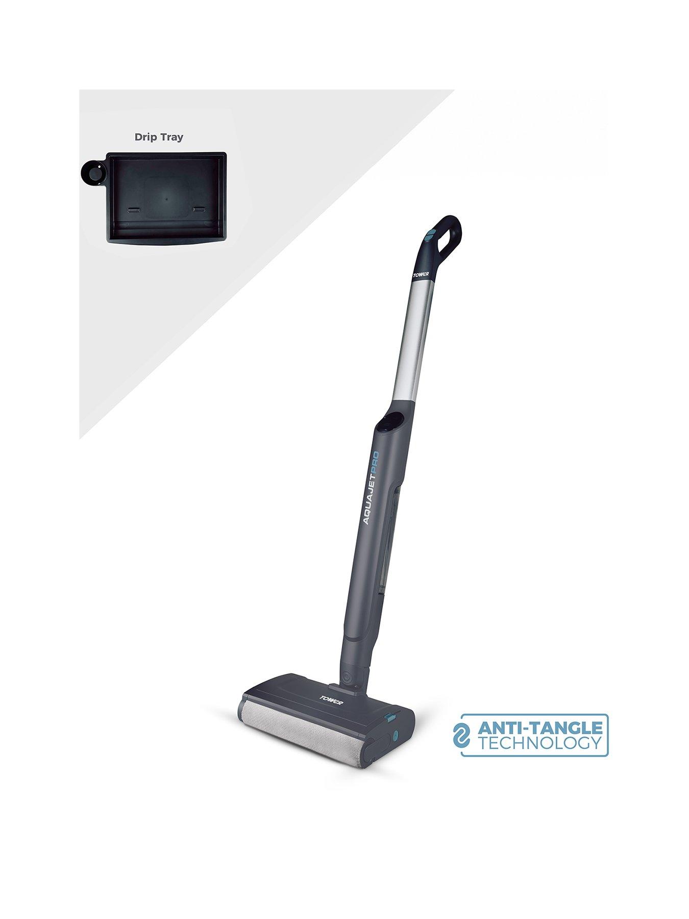 Tower T547002 Aquajet Pro Cordless Hardfloor Cleaner with One Touch Controls, LED Display Panel, 300ml Clean Water Tank, 400ml Dirty Water Tank, 7.4V, Titanium  &  Tiffany Blue