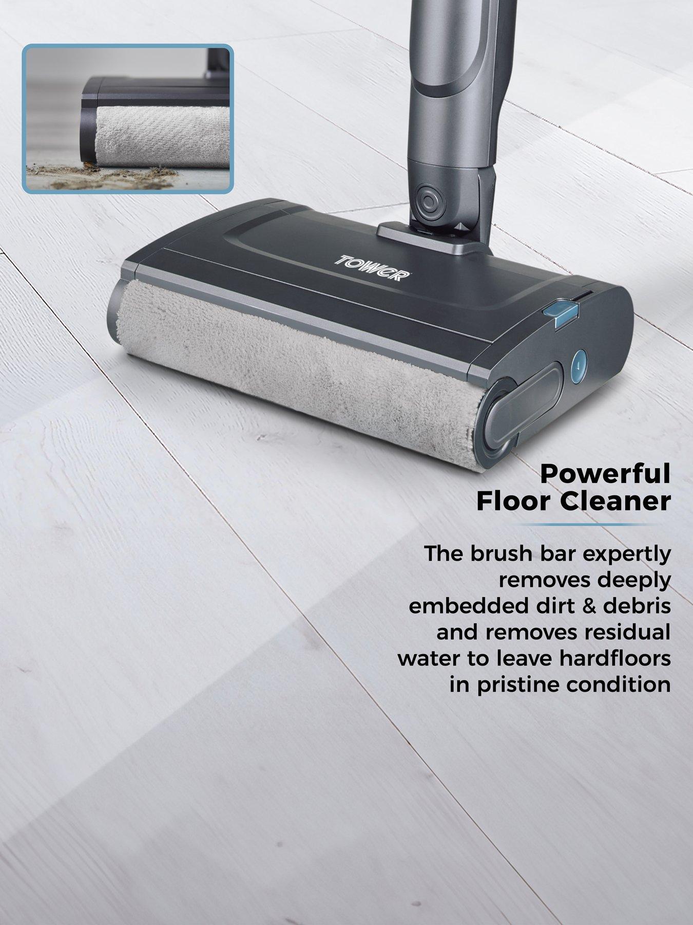 Image 3 of 7 of Tower T547002 Aquajet Pro Cordless Hardfloor Cleaner with One Touch Controls, LED Display Panel, 300ml Clean Water Tank, 400ml Dirty Water Tank, 7.4V, Titanium &amp; Tiffany Blue