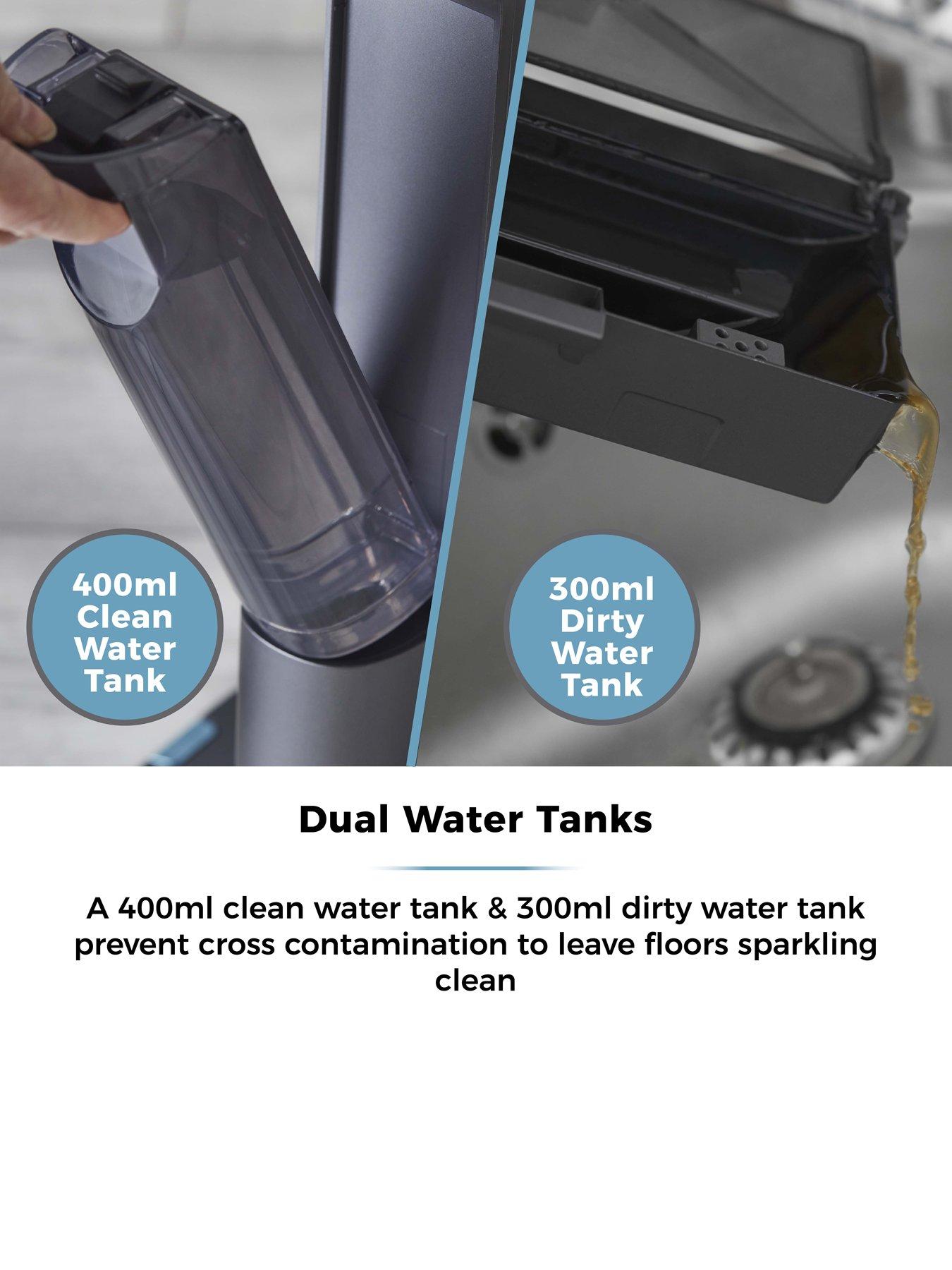 Image 4 of 7 of Tower T547002 Aquajet Pro Cordless Hardfloor Cleaner with One Touch Controls, LED Display Panel, 300ml Clean Water Tank, 400ml Dirty Water Tank, 7.4V, Titanium &amp; Tiffany Blue