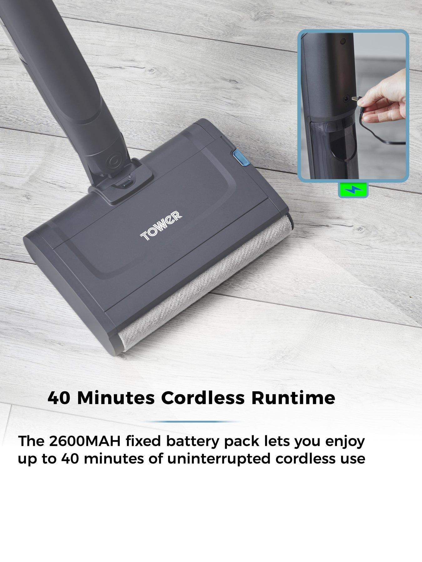 Image 5 of 7 of Tower T547002 Aquajet Pro Cordless Hardfloor Cleaner with One Touch Controls, LED Display Panel, 300ml Clean Water Tank, 400ml Dirty Water Tank, 7.4V, Titanium &amp; Tiffany Blue