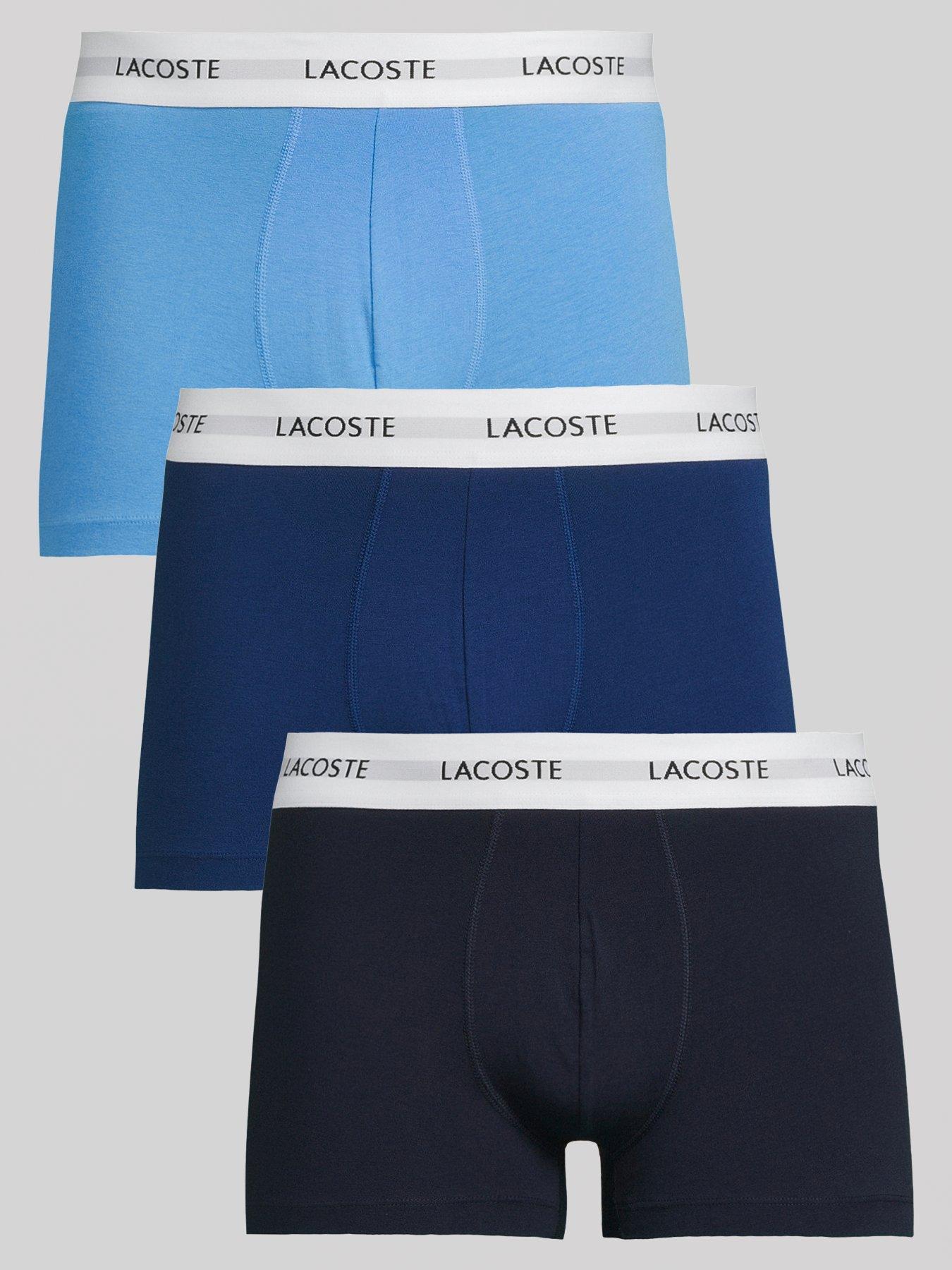undefined Lacoste 3-pack Logo Waistband Cotton Trunks - Blue