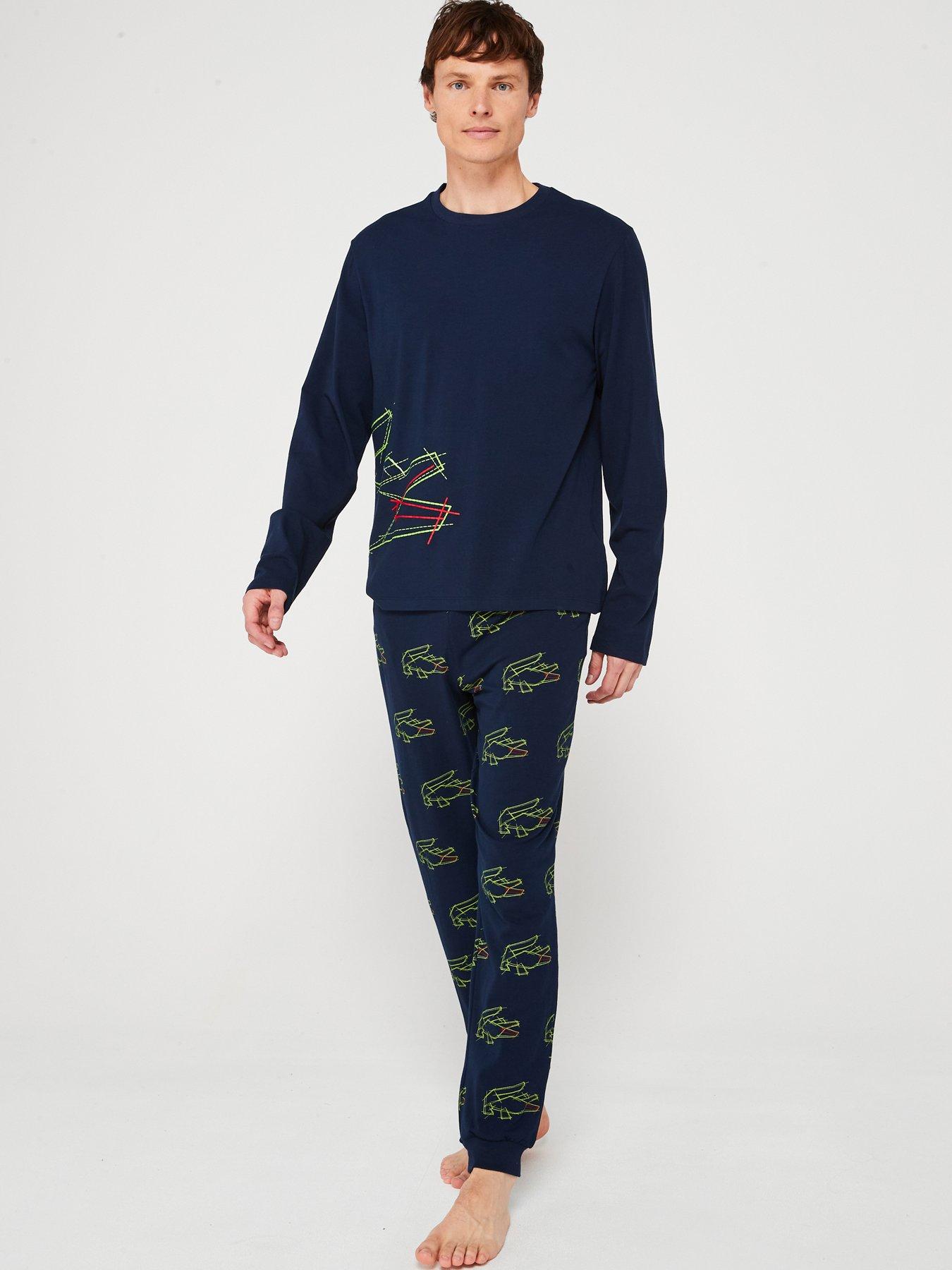 lacoste-lacoste-cotton-blend-jersey-all-over-croc-pyjama-set-navy