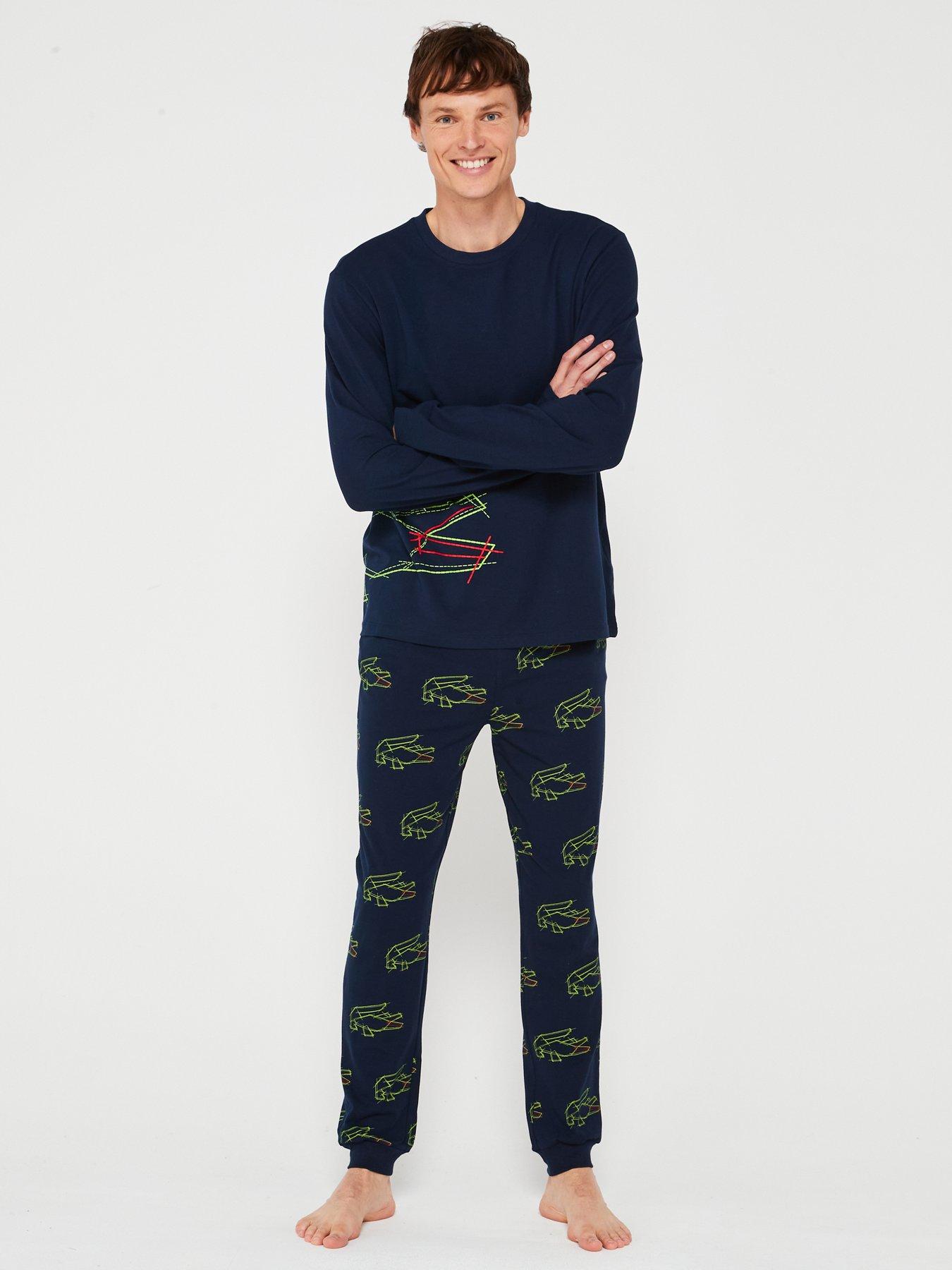 lacoste-lacoste-cotton-blend-jersey-all-over-croc-pyjama-set-navyback