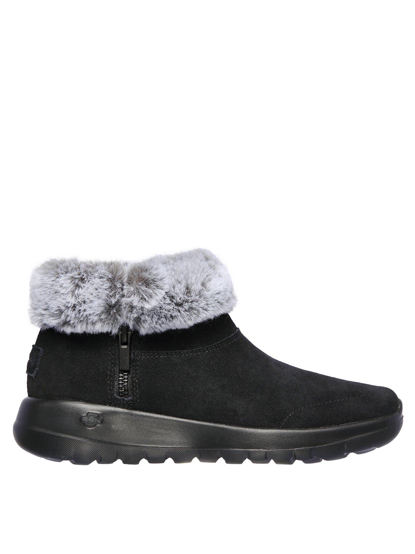 Image 1 of 5 of Skechers Wide Fit Suede Chugga W/zipper And Faux Fur Collar - Black