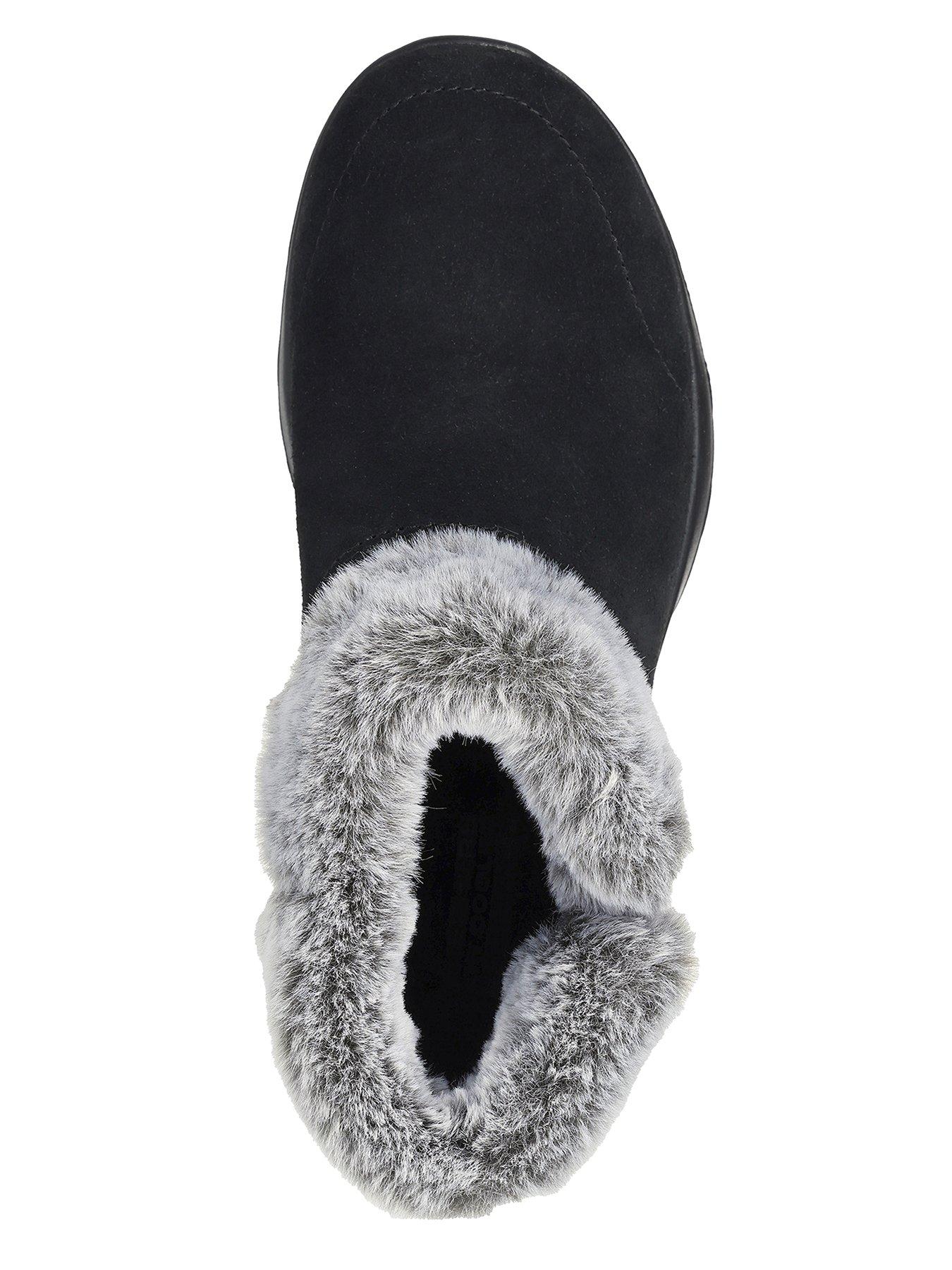 Image 3 of 5 of Skechers Wide Fit Suede Chugga W/zipper And Faux Fur Collar - Black