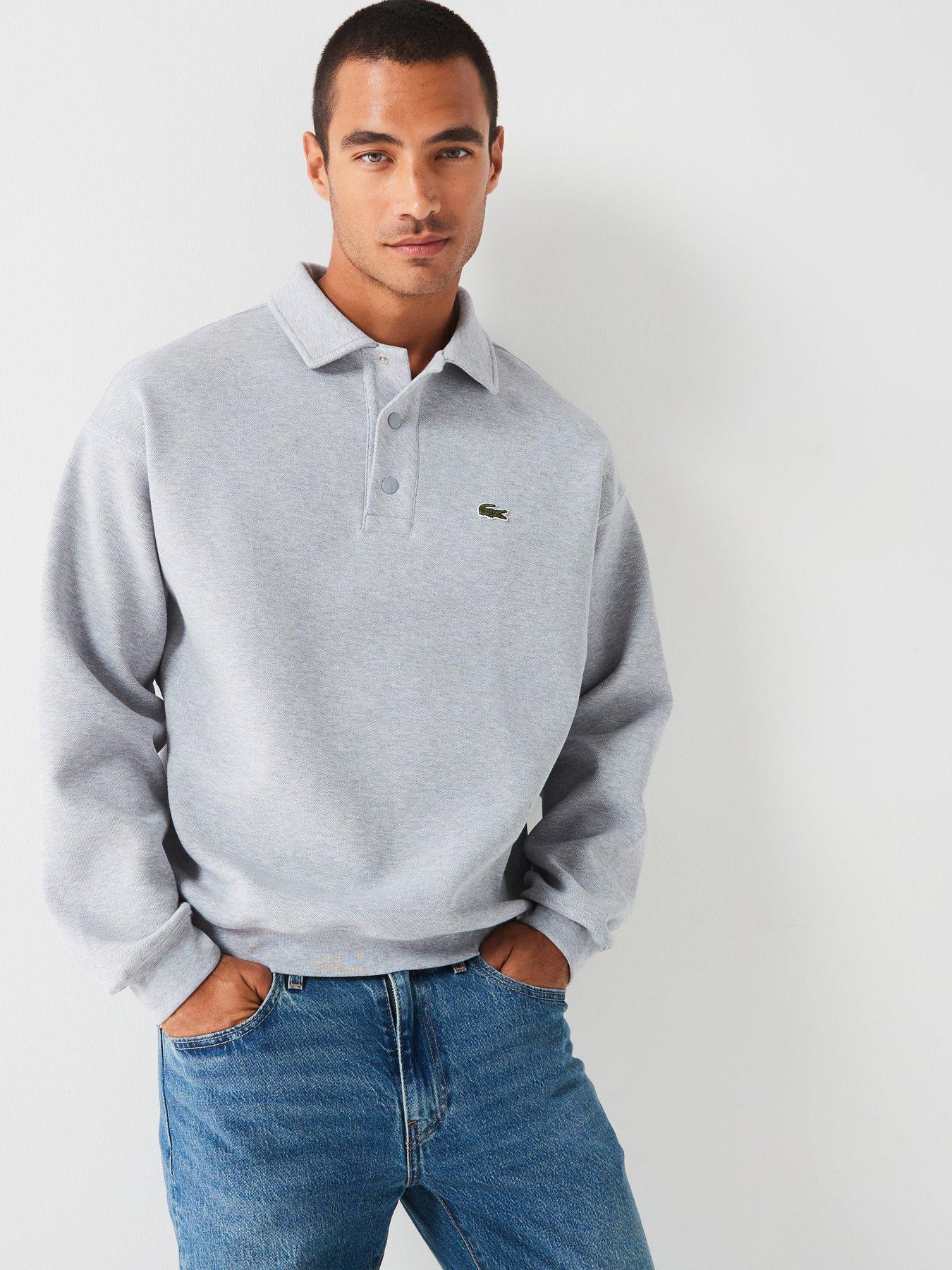 lacoste-lacoste-polo-collar-crew-sweat-top-grey