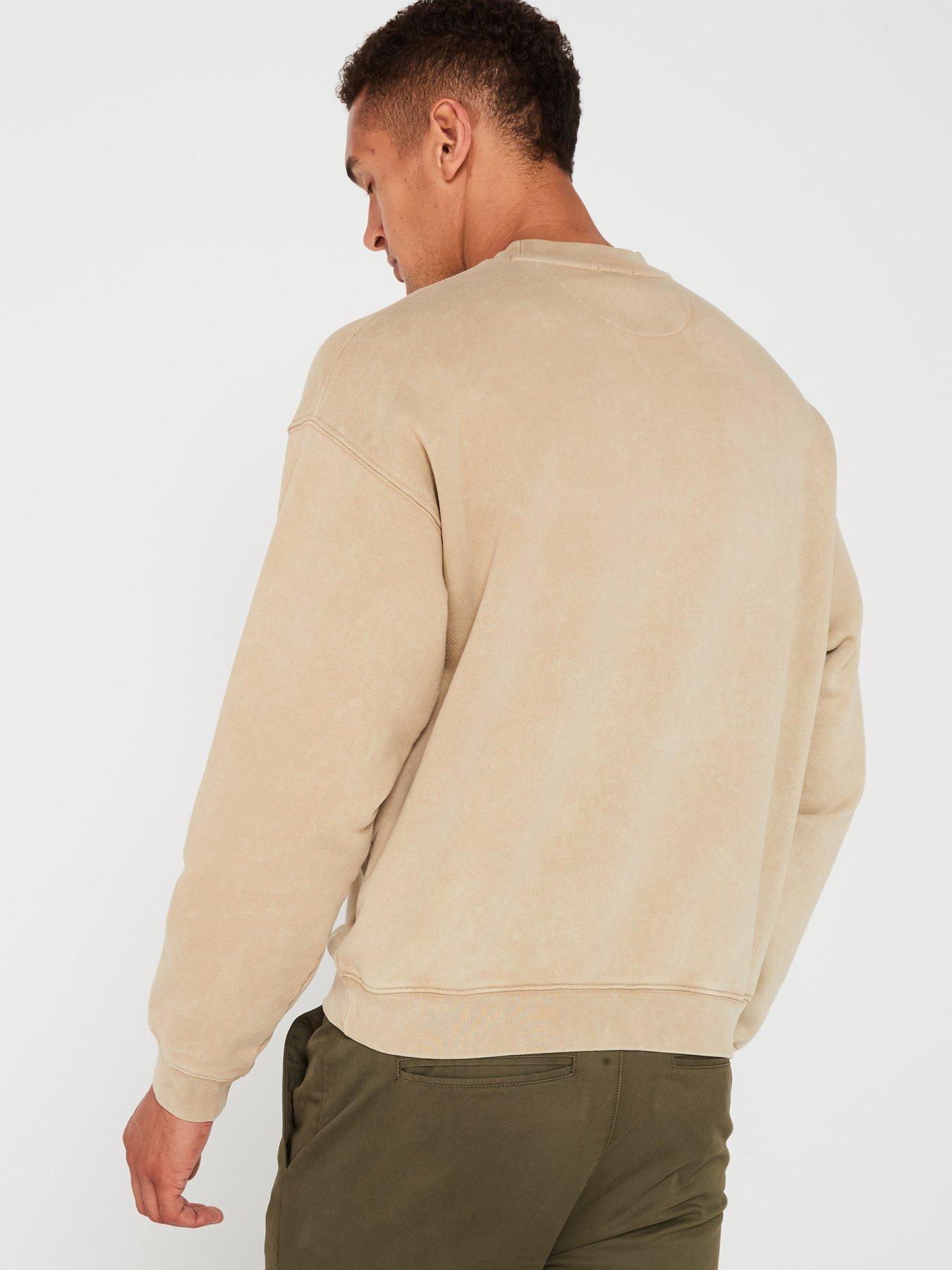 lacoste-lacoste-loose-fit-washed-effect-fleece-crew-sweat-top-brownstillFront