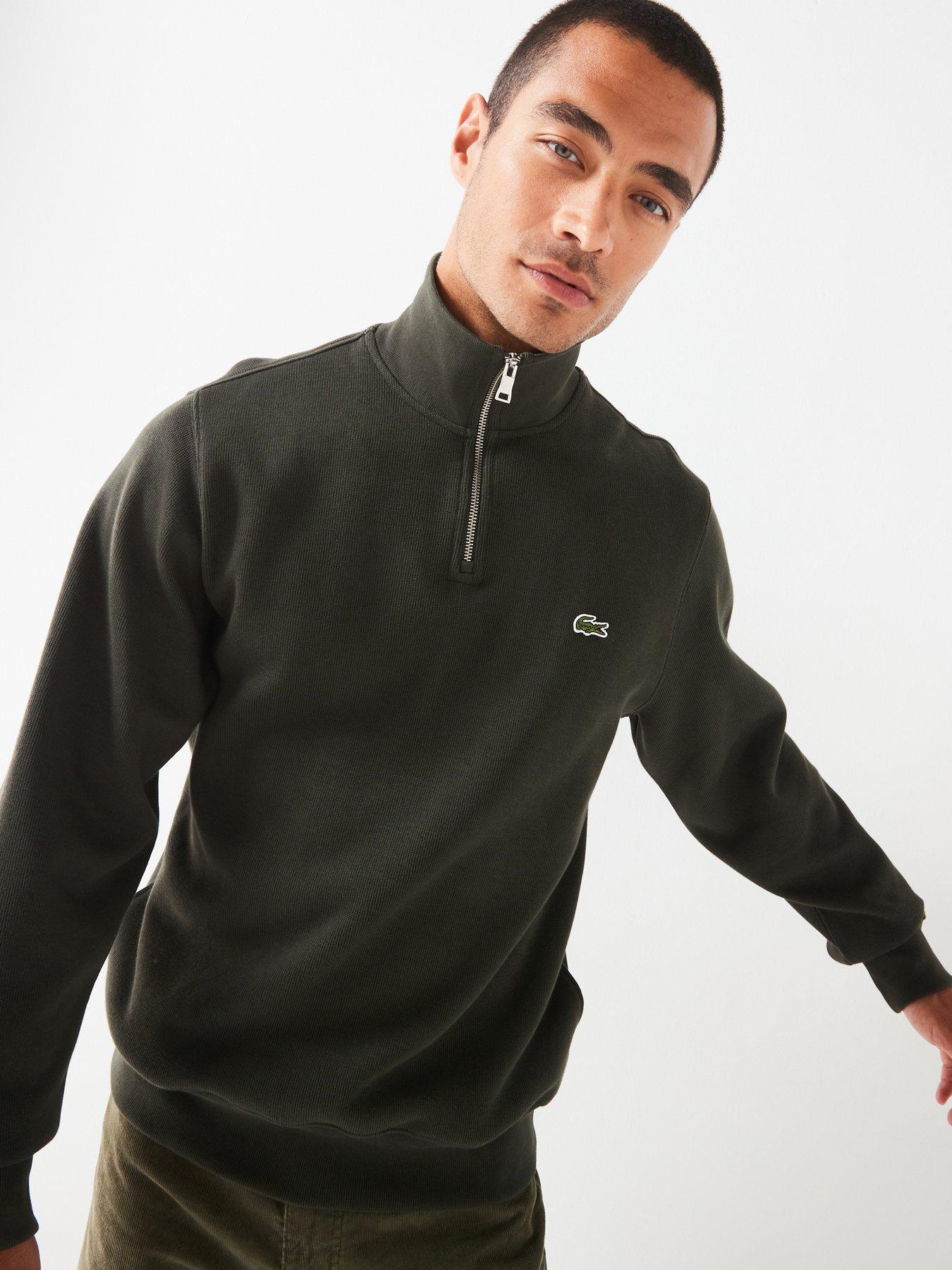 lacoste-lacoste-high-neck-12-zip-sweat-top-khakifront