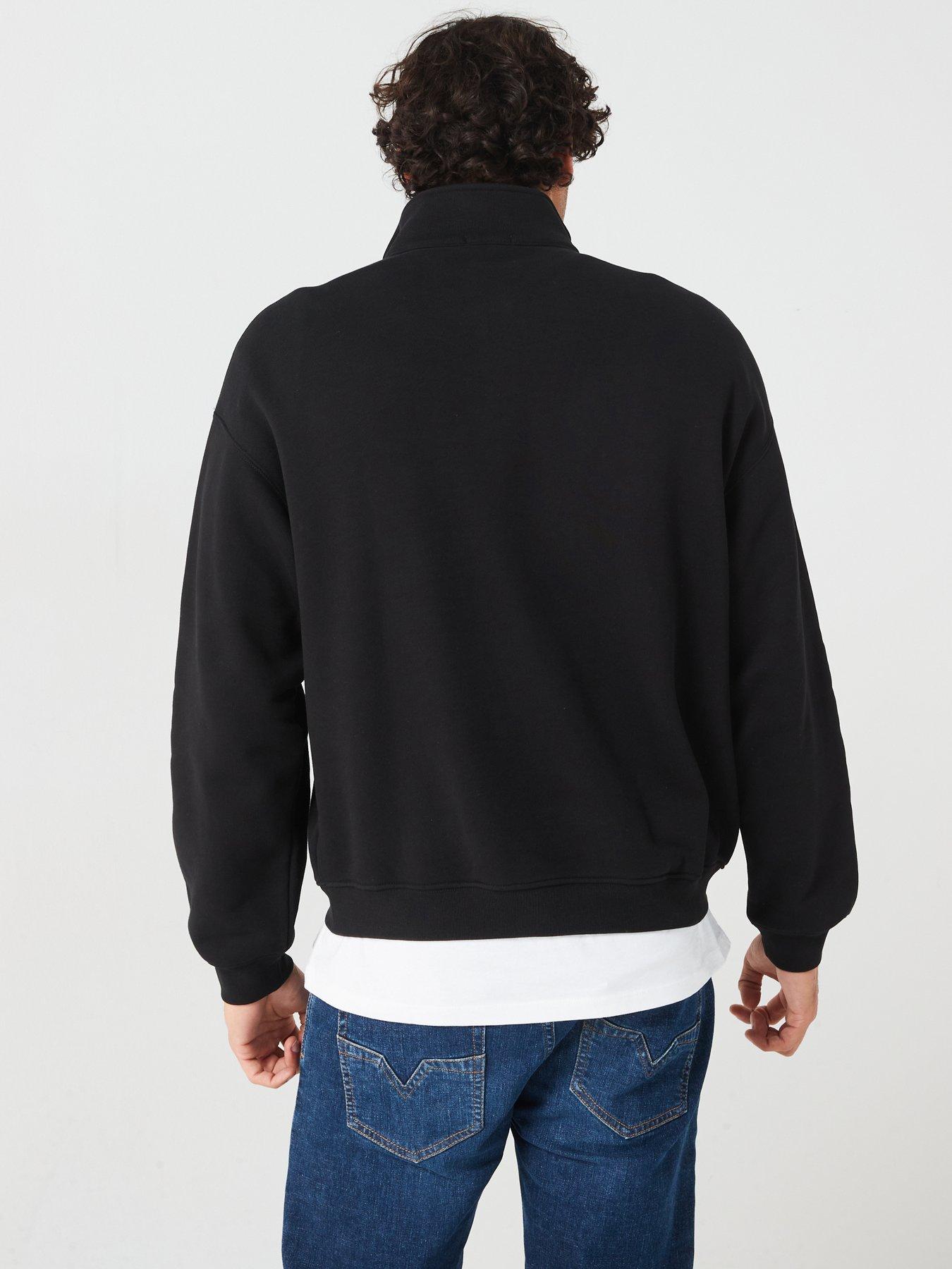 lacoste-lacoste-loose-fit-14-zip-sweat-top-blackstillFront