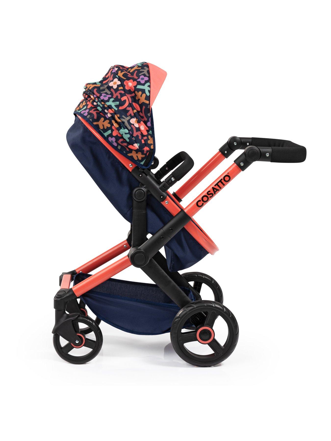 Image 4 of 8 of Cosatto Doodle Flower Print Doll Pram - Navy Print