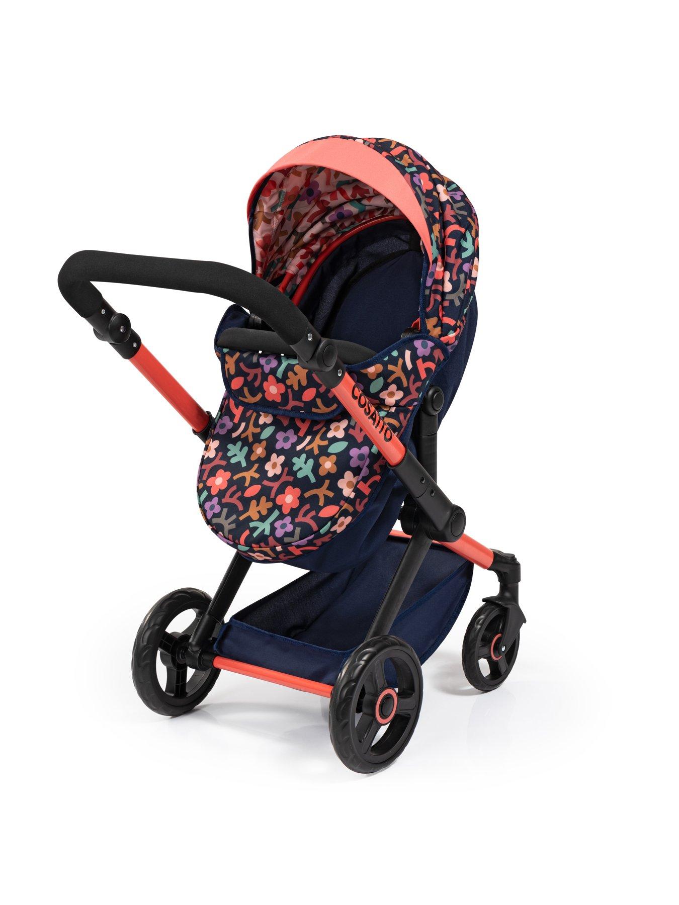 Image 6 of 8 of Cosatto Doodle Flower Print Doll Pram - Navy Print