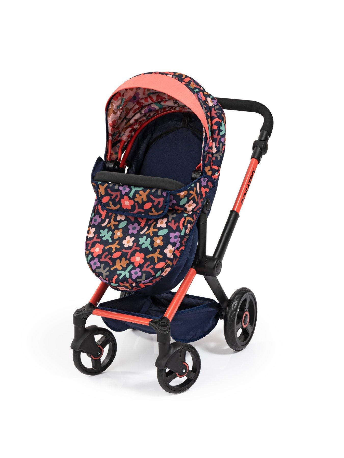 Image 7 of 8 of Cosatto Doodle Flower Print Doll Pram - Navy Print