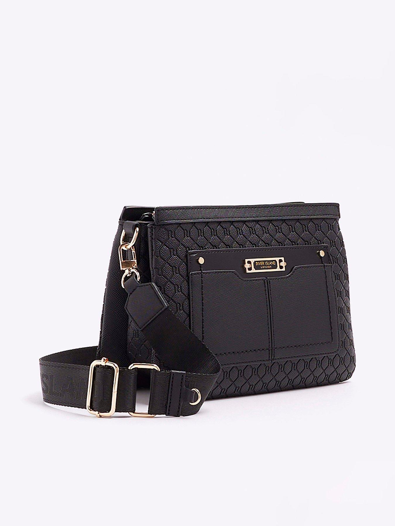 River Island Monogram Crossbody Bag - Black
