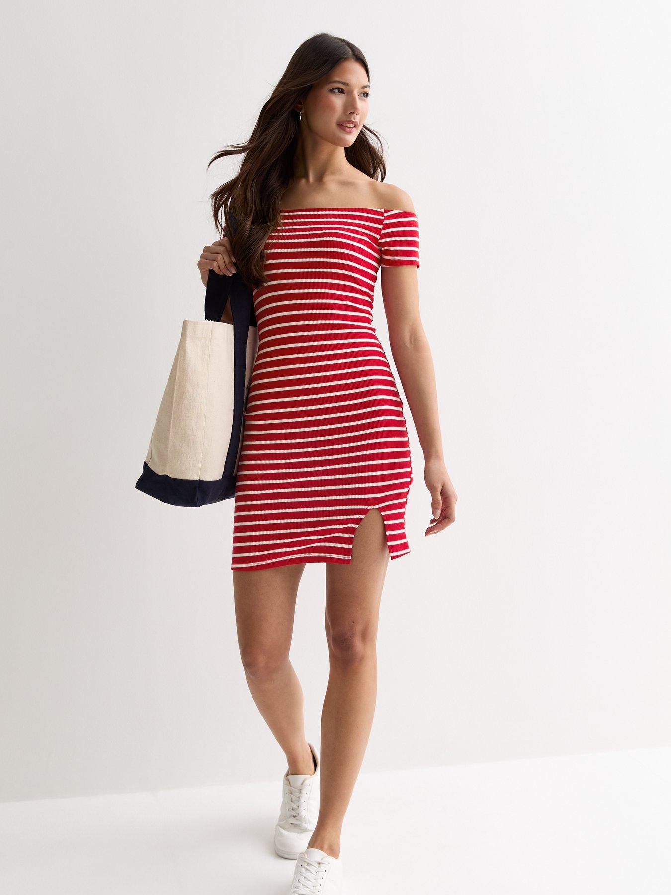 new-look-red-stripe-jersey-bardot-mini-dressback