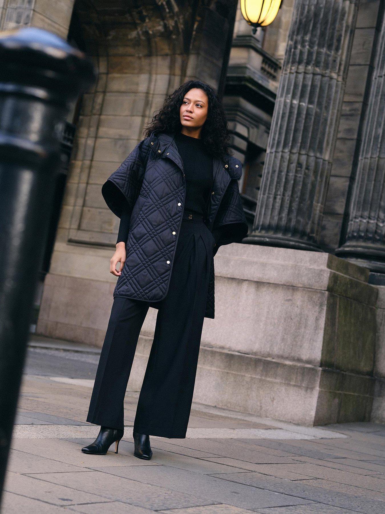 undefined Astor Quilted Cape Jacket - Black