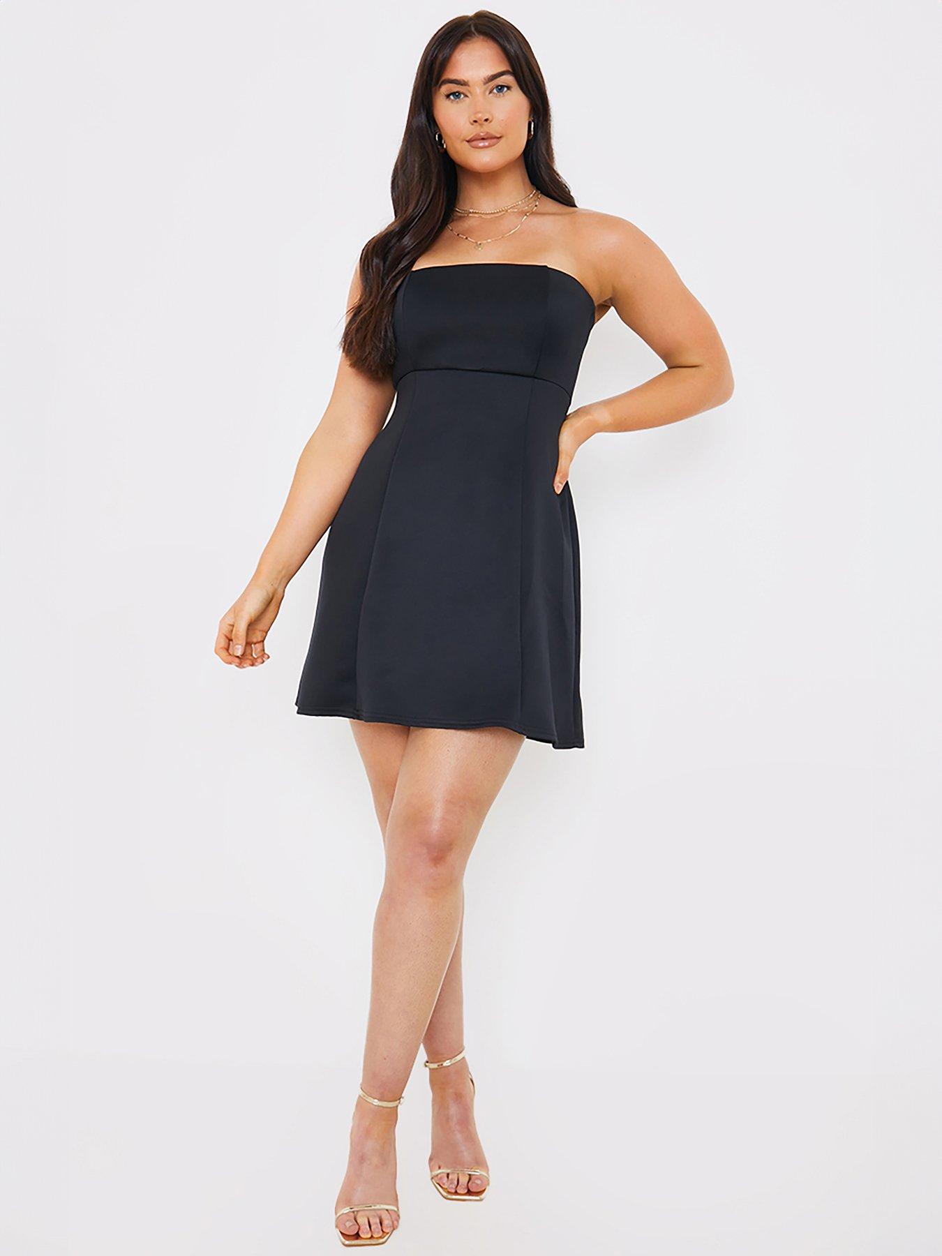 in-the-style-bandeau-a-line-mini-dress-blackstillFront