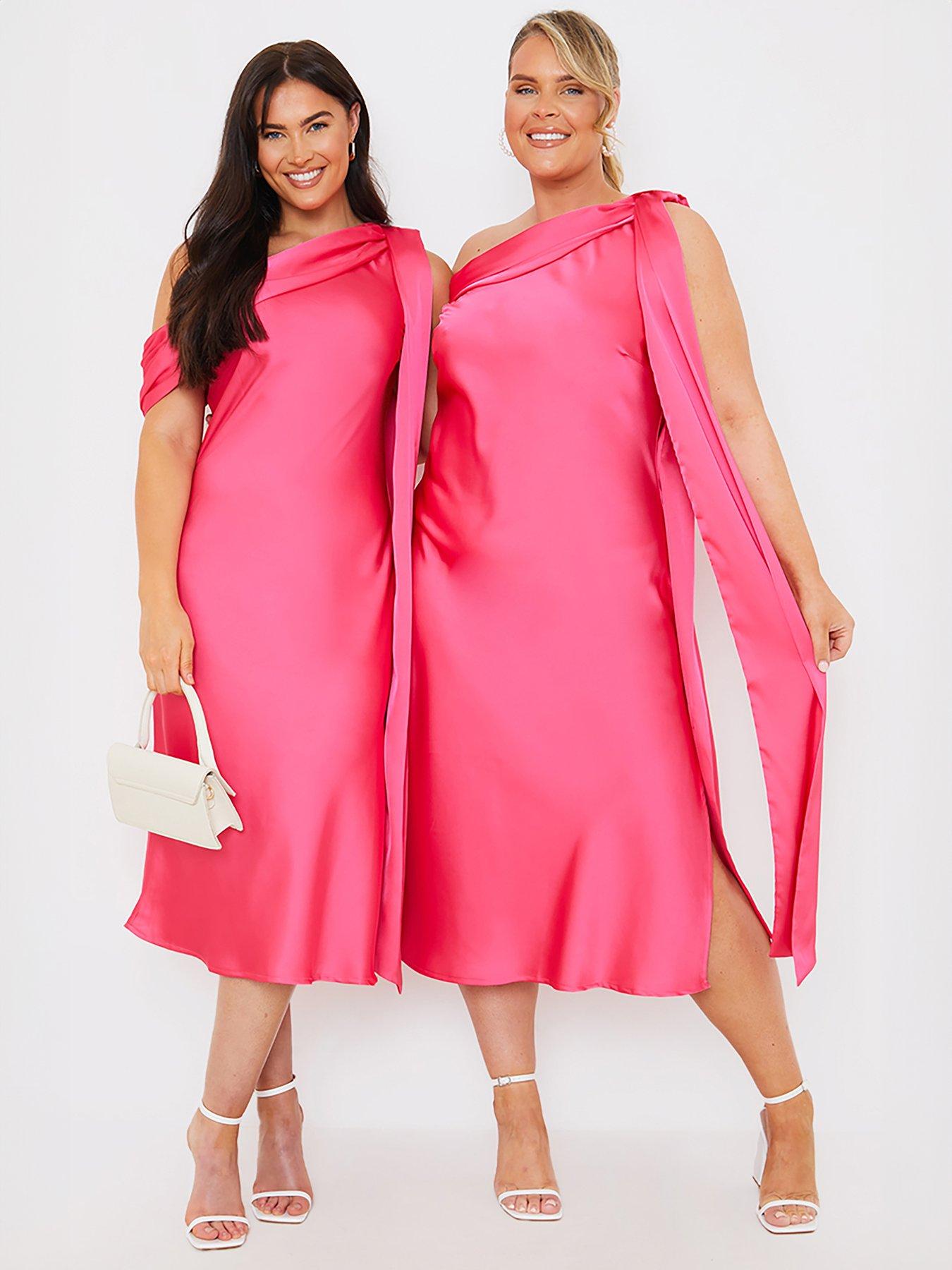 in-the-style-satin-asymmetric-draped-neck-midi-dress-pinkdetail