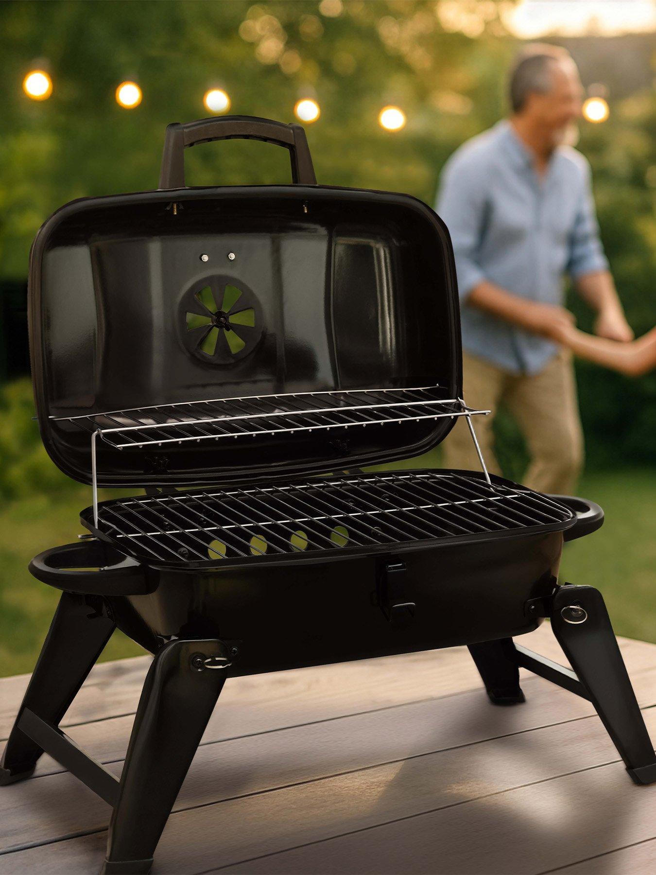 Tower Portable Charcoal Grill with Collapsible Legs, Black