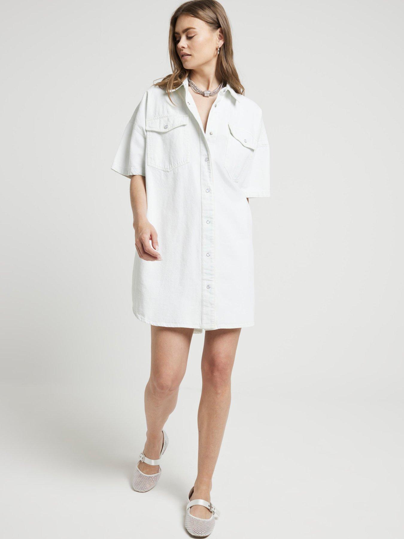 river-island-denim-button-through-mini-dress-white