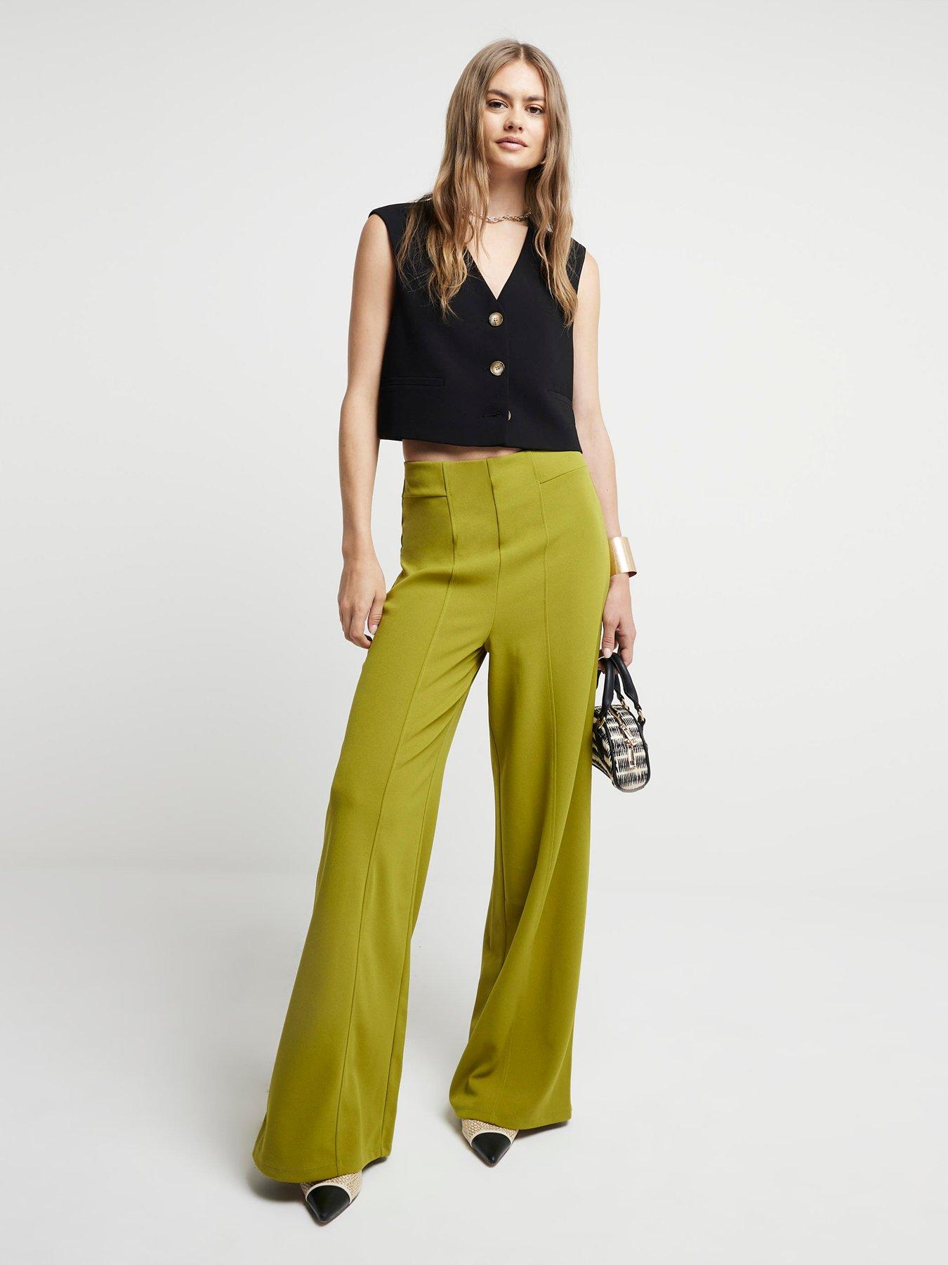 river-island-smart-wide-leg-trousers-green