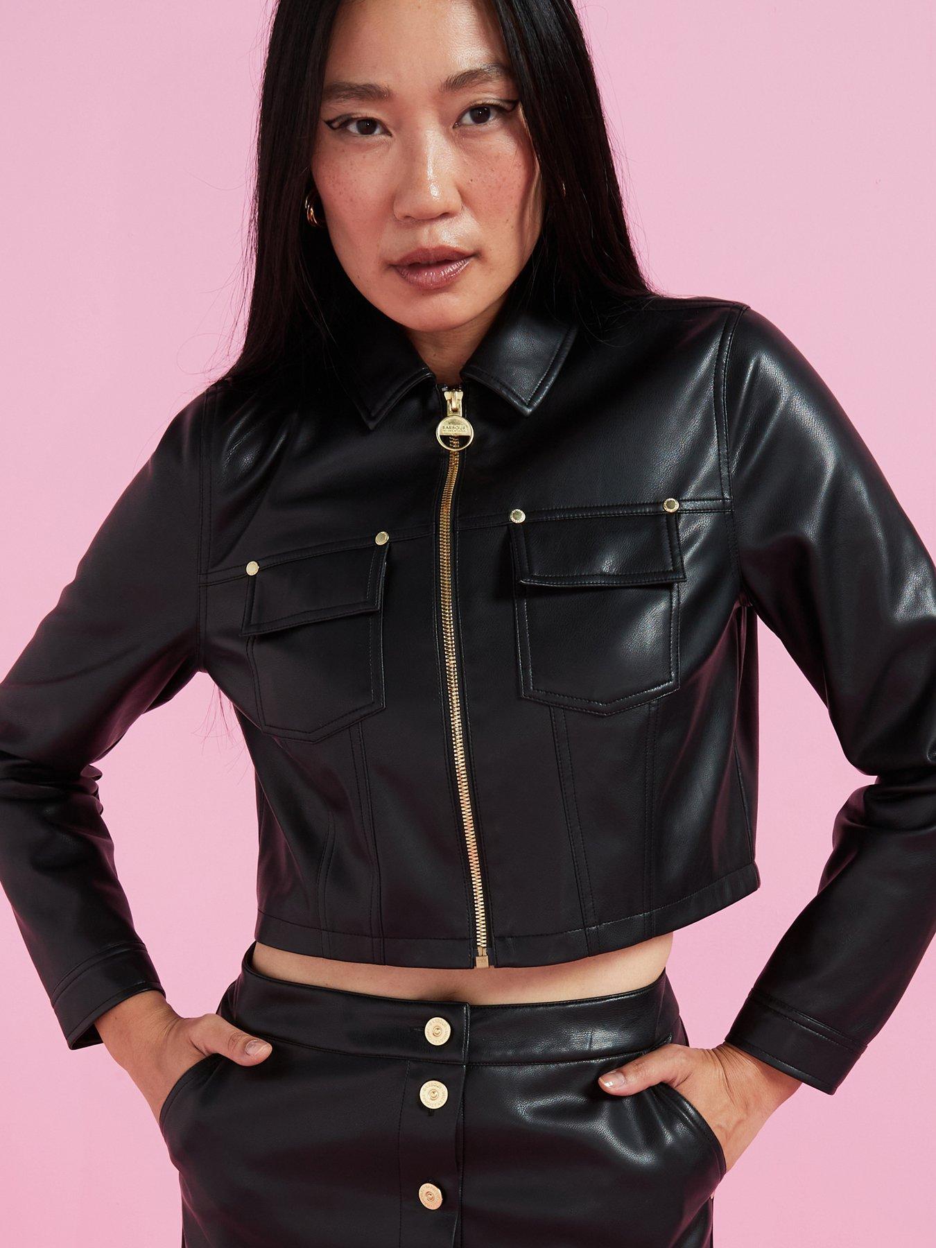 barbour-international-aria-cropped-faux-leather-overshirt-blackfront