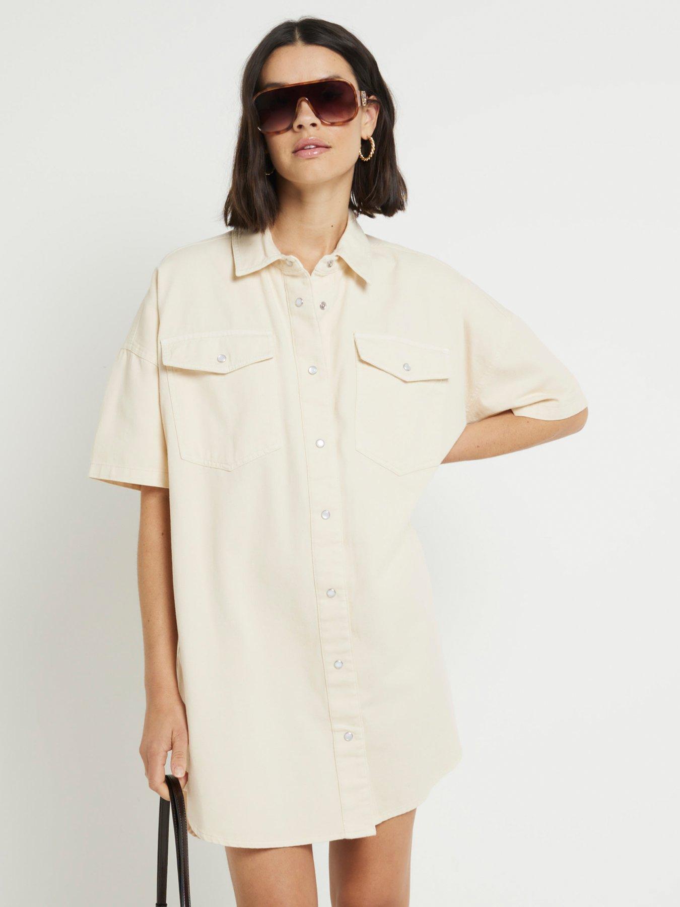 river-island-buttoned-mini-dress-ecru