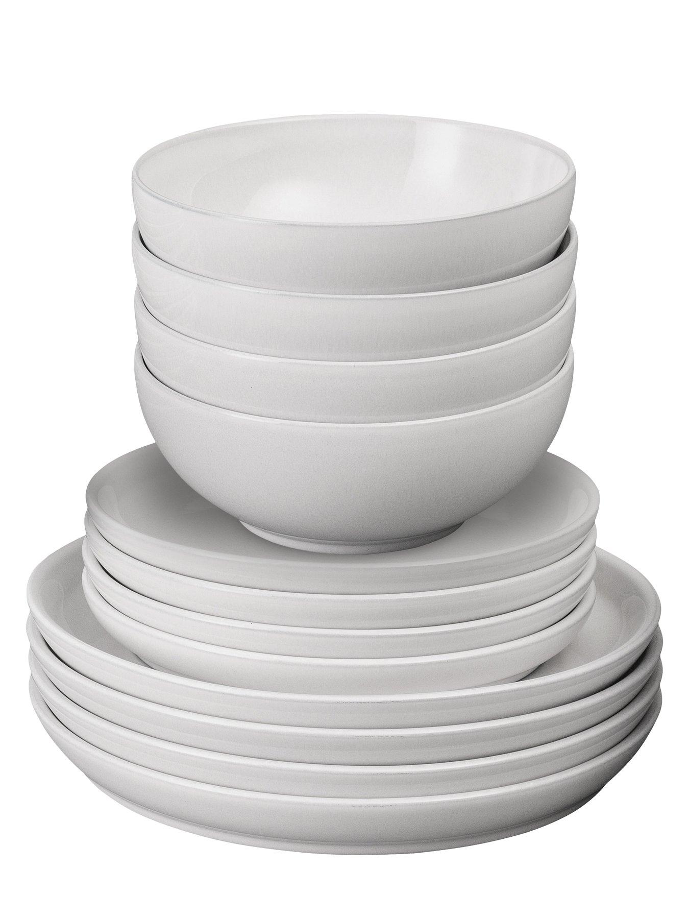 Image 6 of 7 of Denby Elements 12-Piece Coupe Dinner Set in Stone White