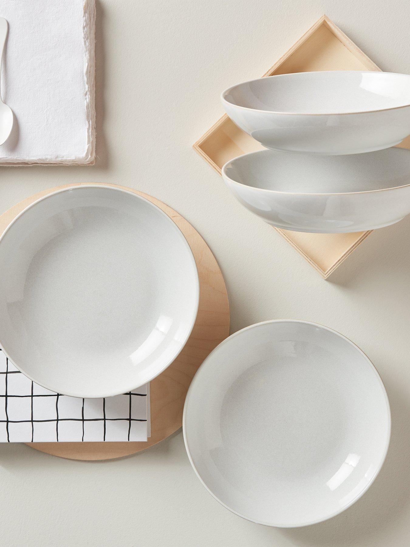 undefined Elements 4-Piece Pasta Bowl Set in Stone White