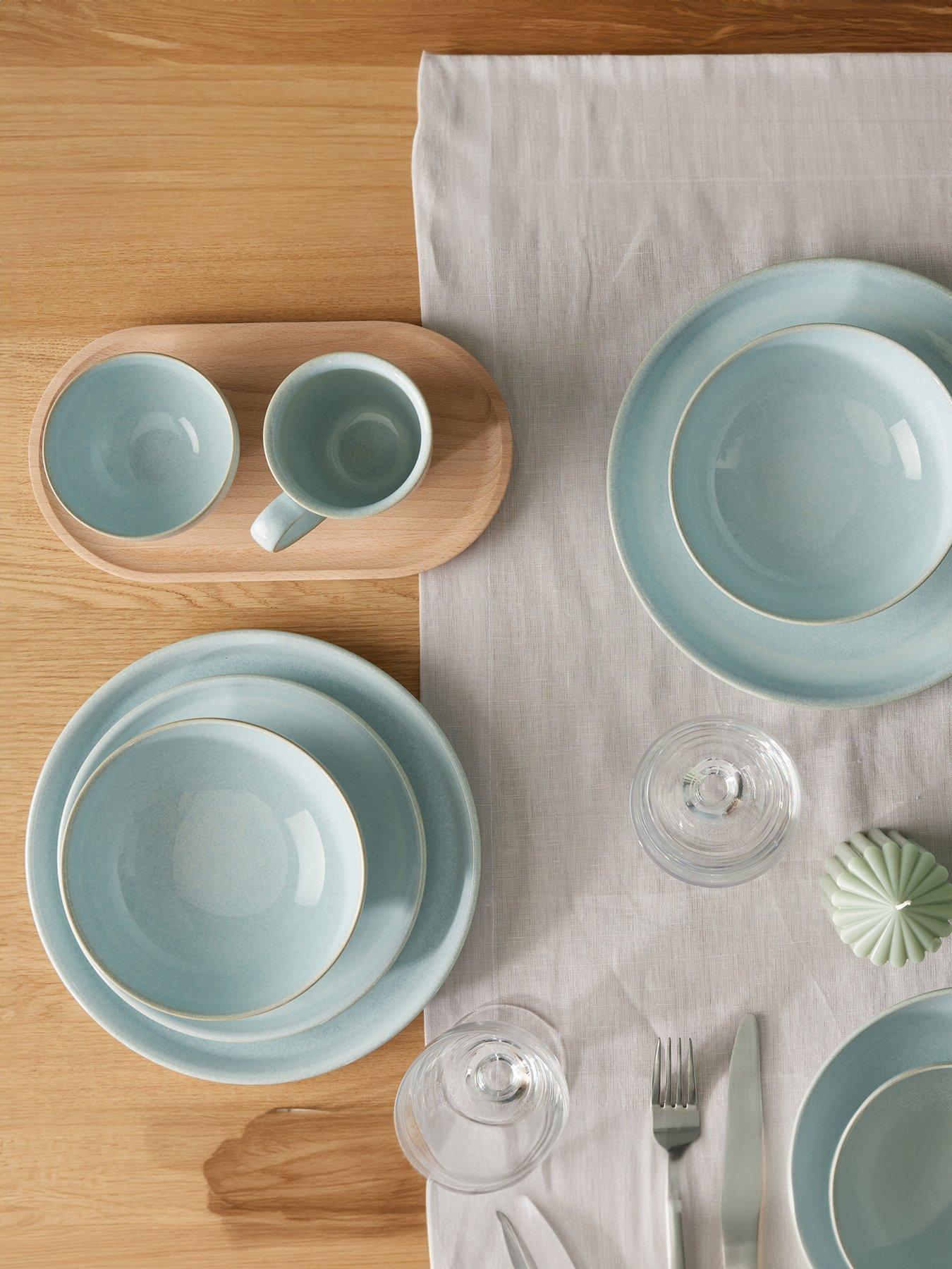 Denby Elements 12-Piece Coupe Dinner Set in Jade Light Green