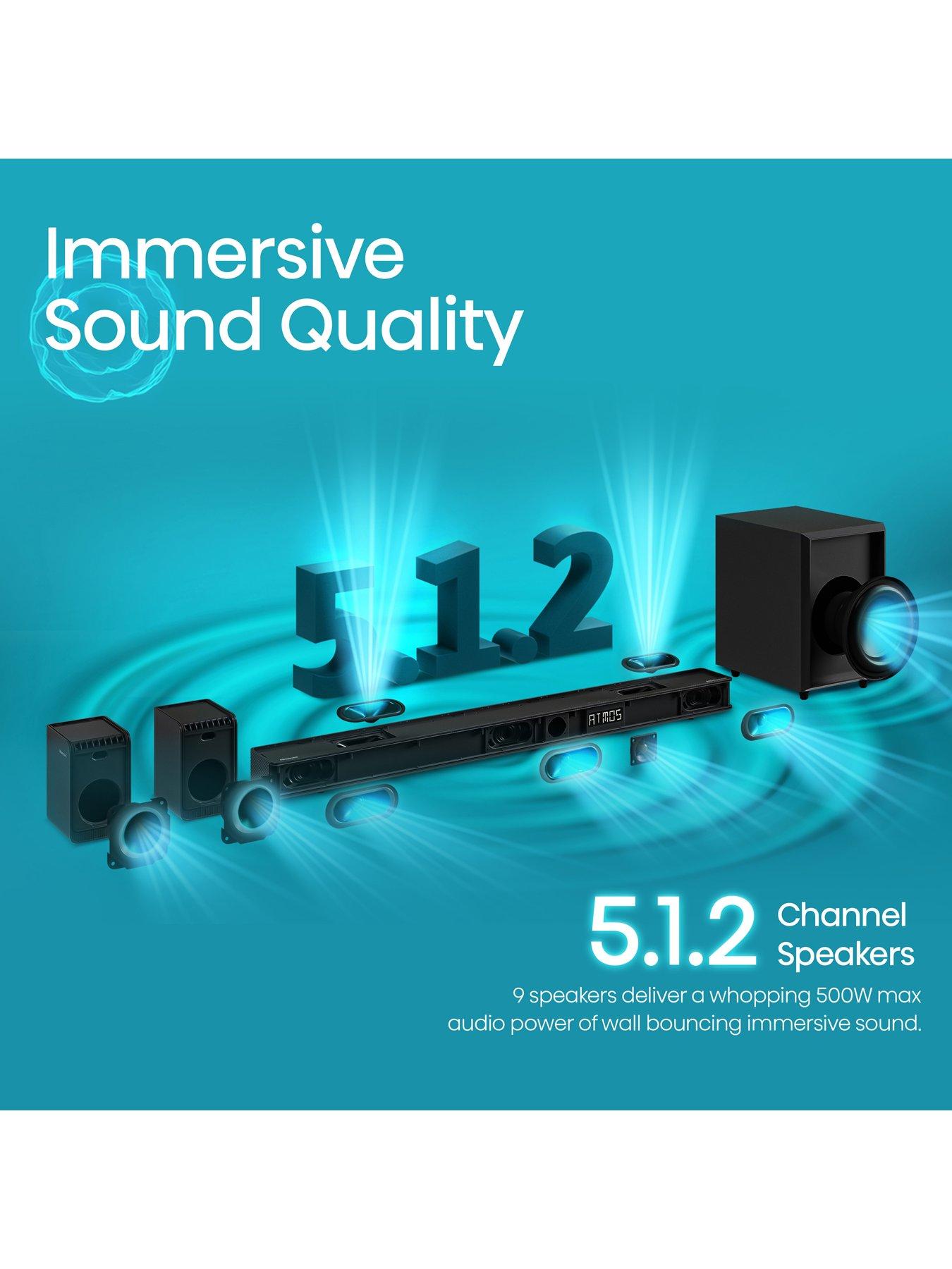 Image 4 of 7 of Hisense AX5125H 5.1.2 Channel 500W Dobly Atmos Soundbar with Wireless Subwoofer and Turly Rear Speakers