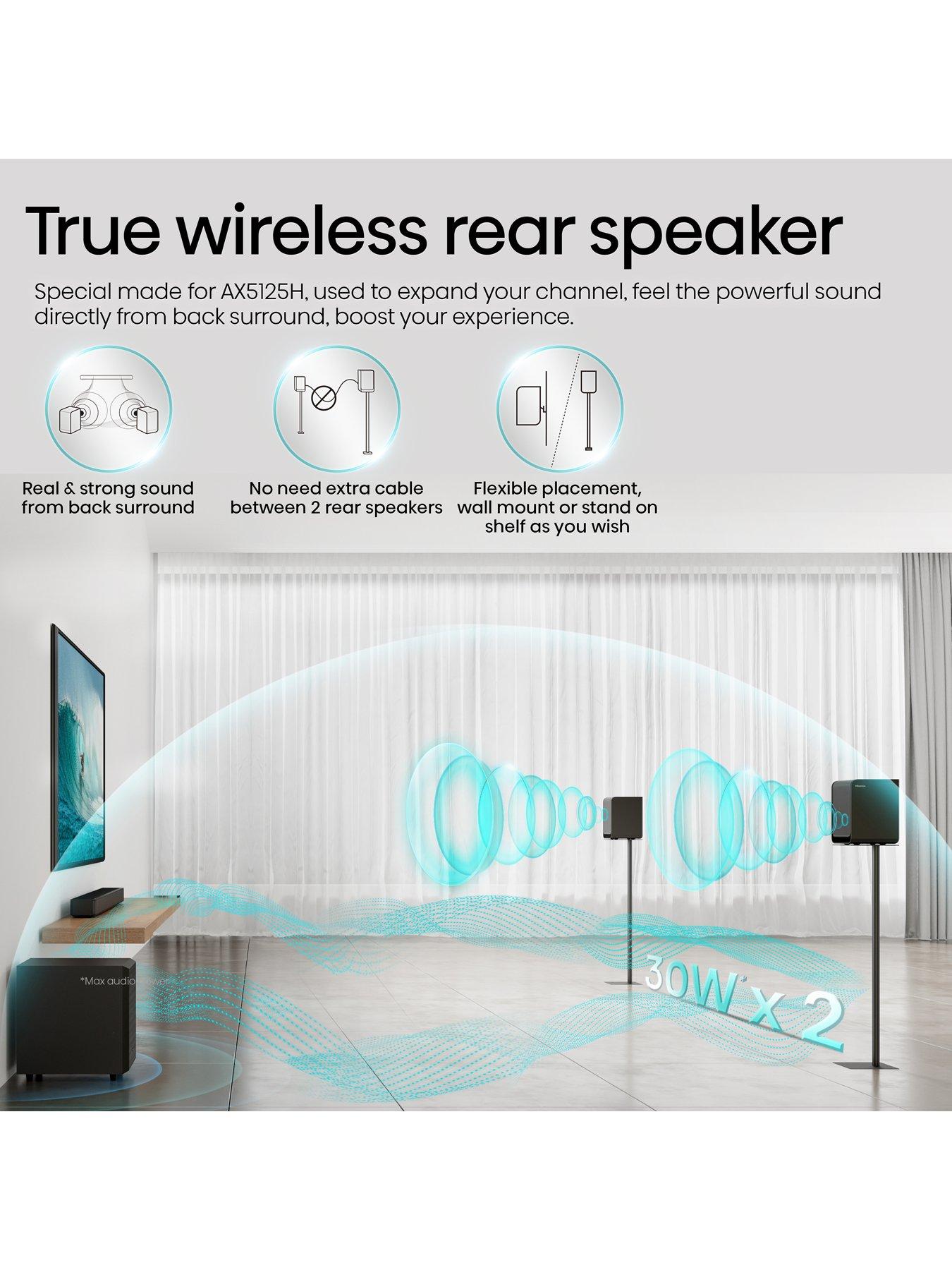Image 7 of 7 of Hisense AX5125H 5.1.2 Channel 500W Dobly Atmos Soundbar with Wireless Subwoofer and Turly Rear Speakers