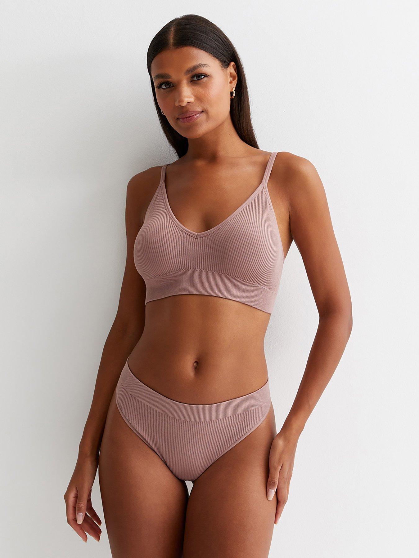 new-look-deep-pink-ribbed-seamless-thongback