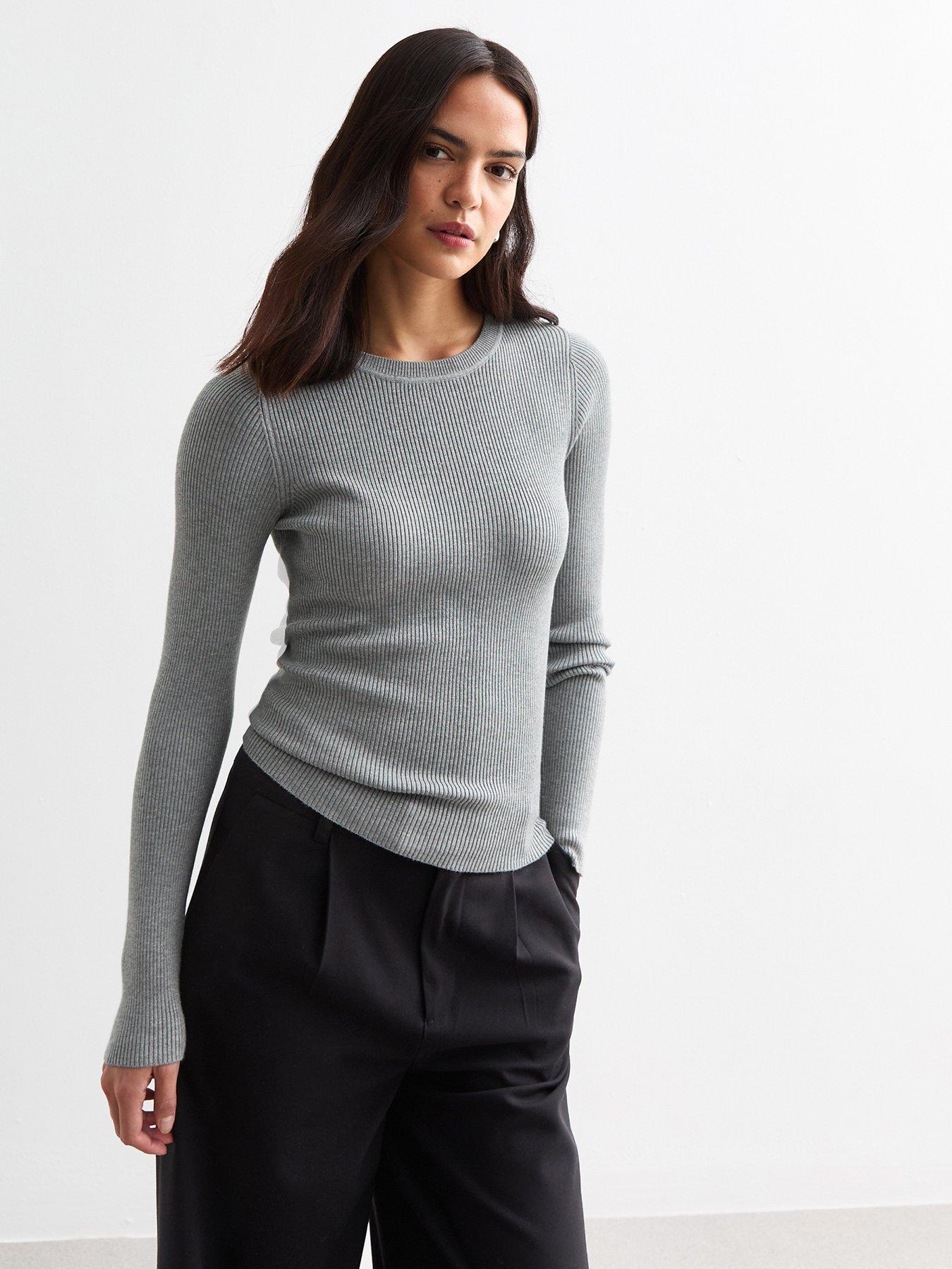 new-look-rib-knit-crew-neck-jumper-grey