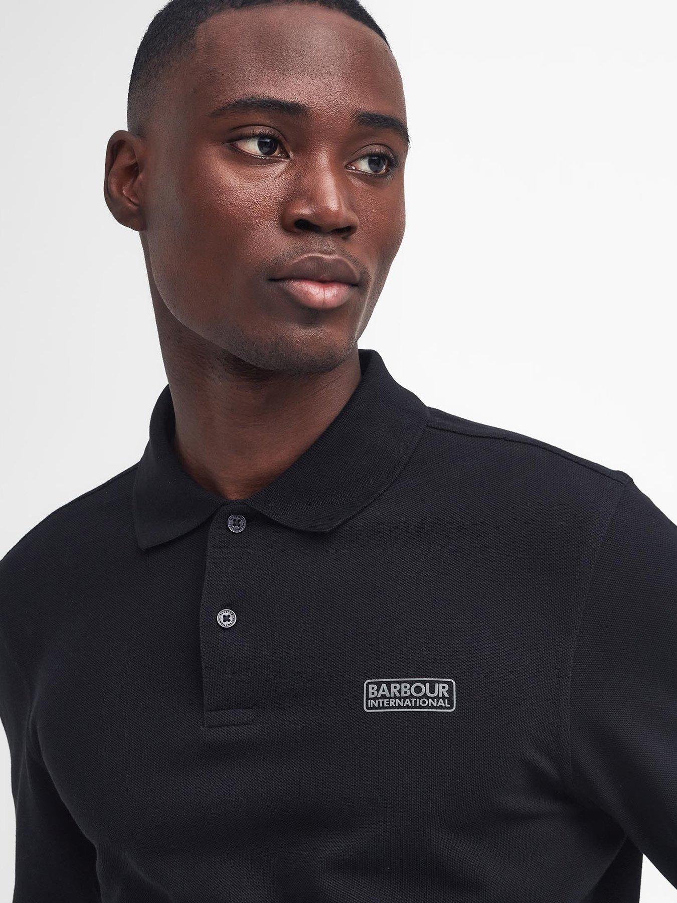 Image 4 of 6 of Barbour International Essential Long Sleeve Polo Shirt - Black