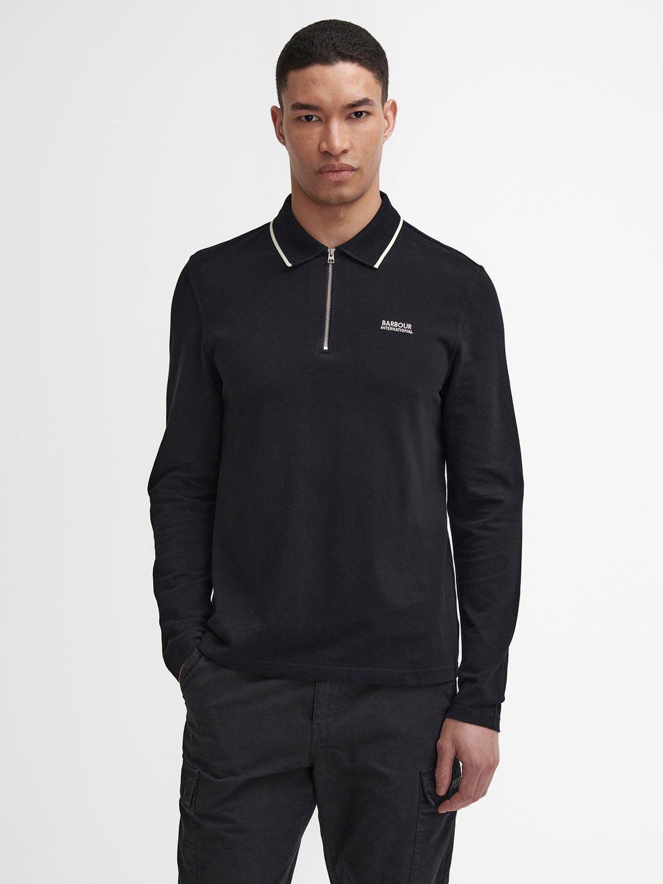 barbour-international-hampstead-long-sleeve-polo-shirt-blackfront