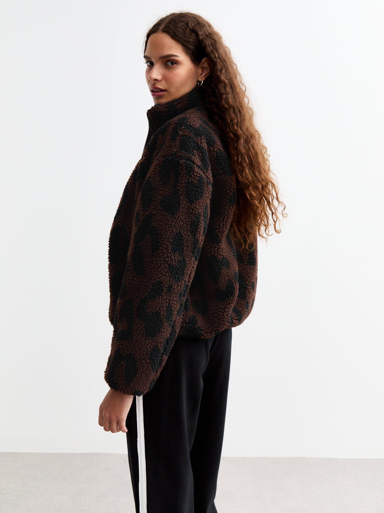 new-look-brown-animal-print-zip-up-borg-jacketstillFront