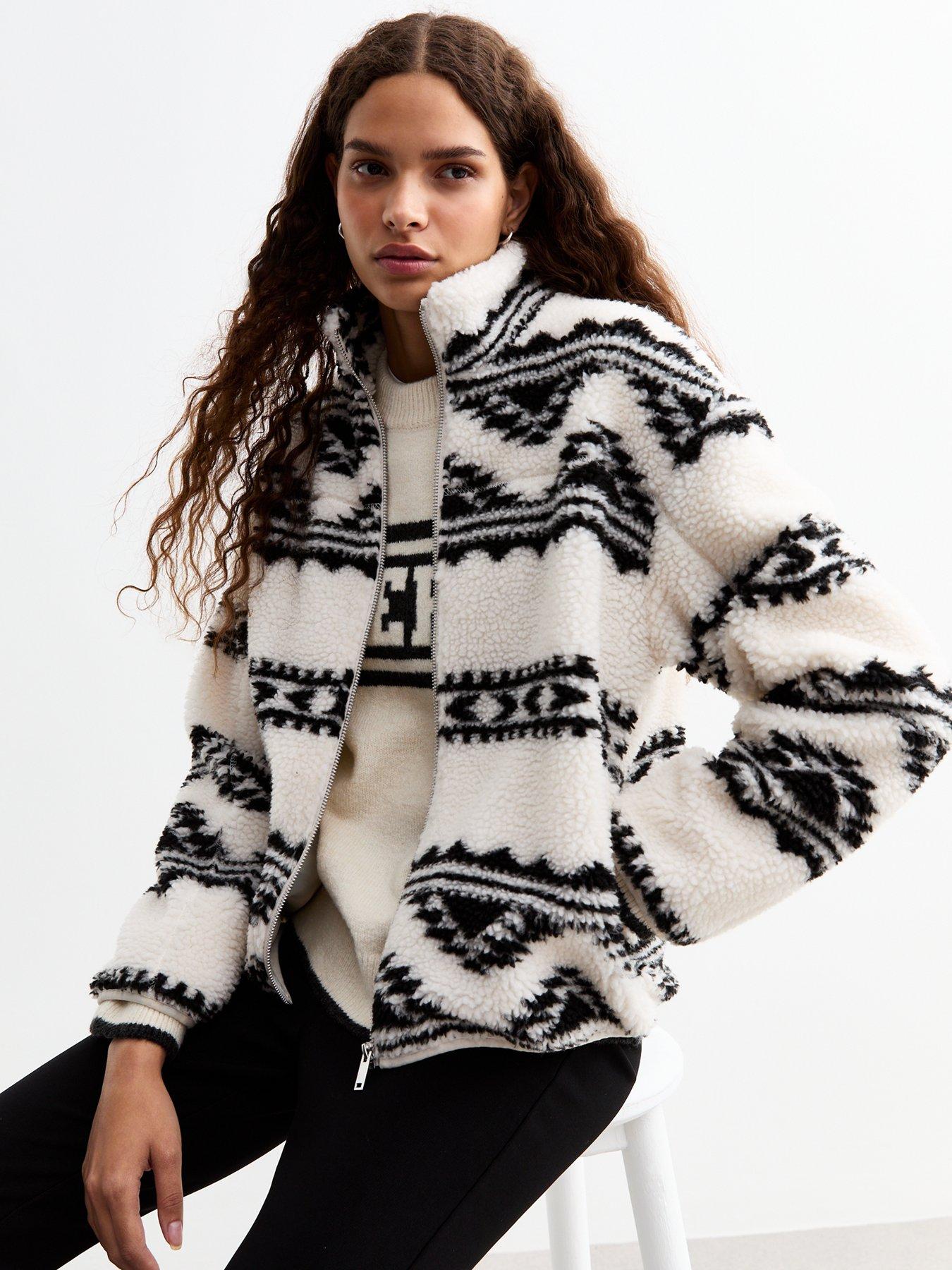 new-look-off-white-abstract-print-fleece-jacket-multi