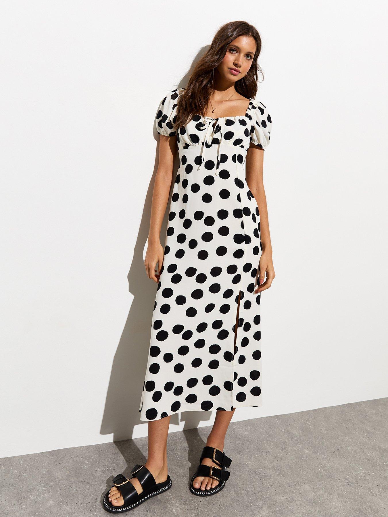 new-look-spot-short-sleeve-midi-dress-whiteprintfront