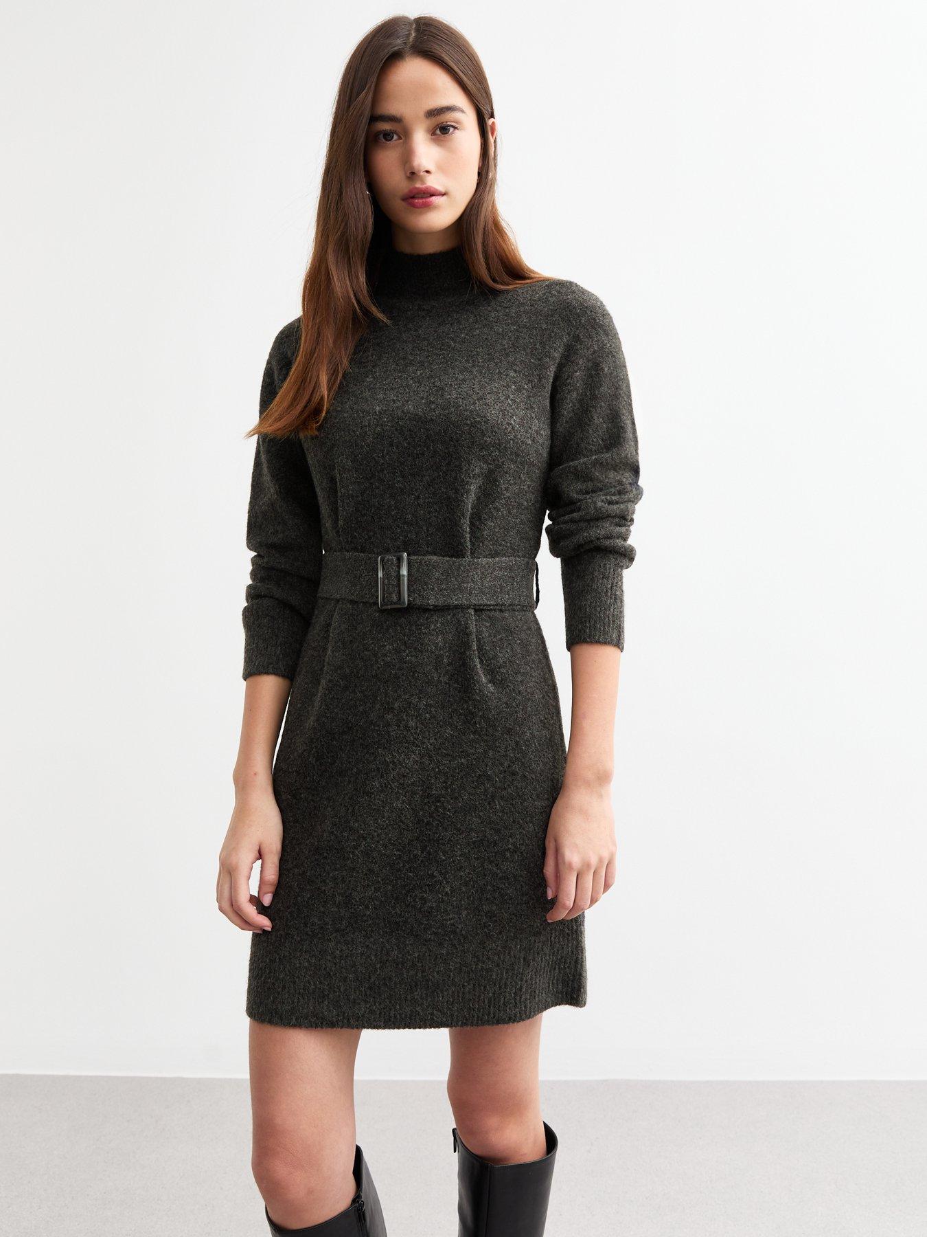 new-look-belted-knitted-mini-dress-dark-grey