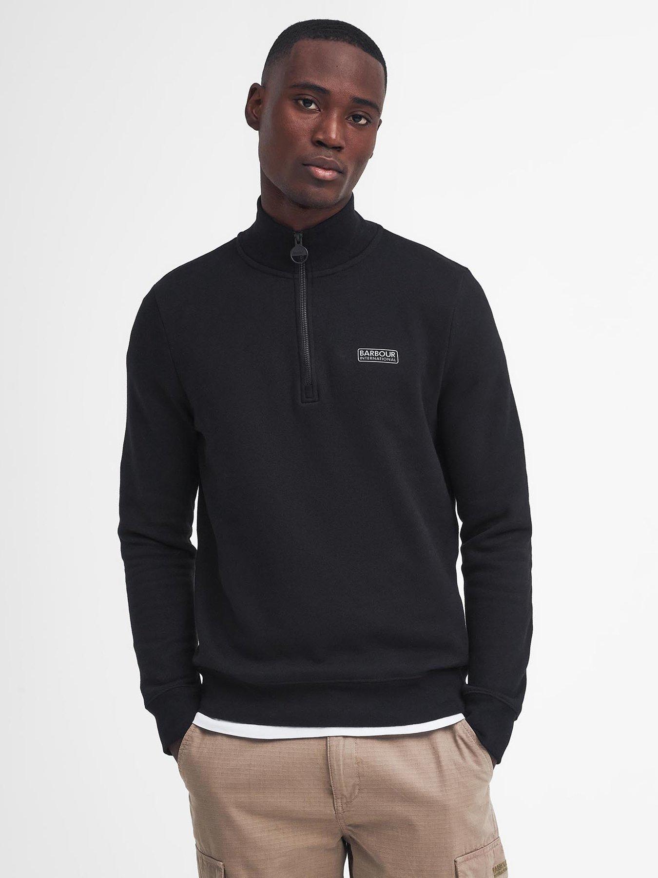 barbour-international-essential-half-zip-sweat-top-blackfront