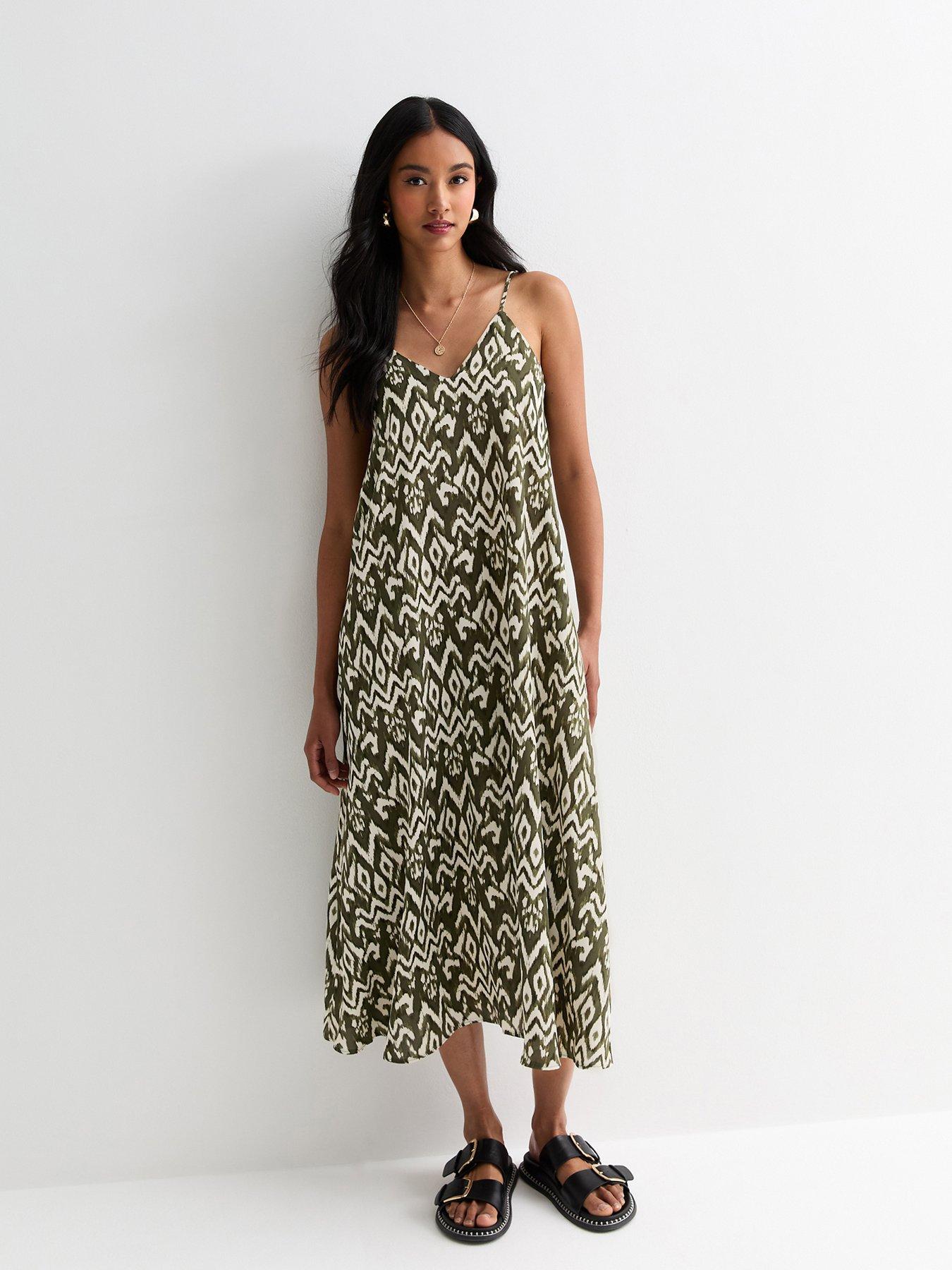 new-look-green-abstract-print-v-neck-strappy-midi-dress