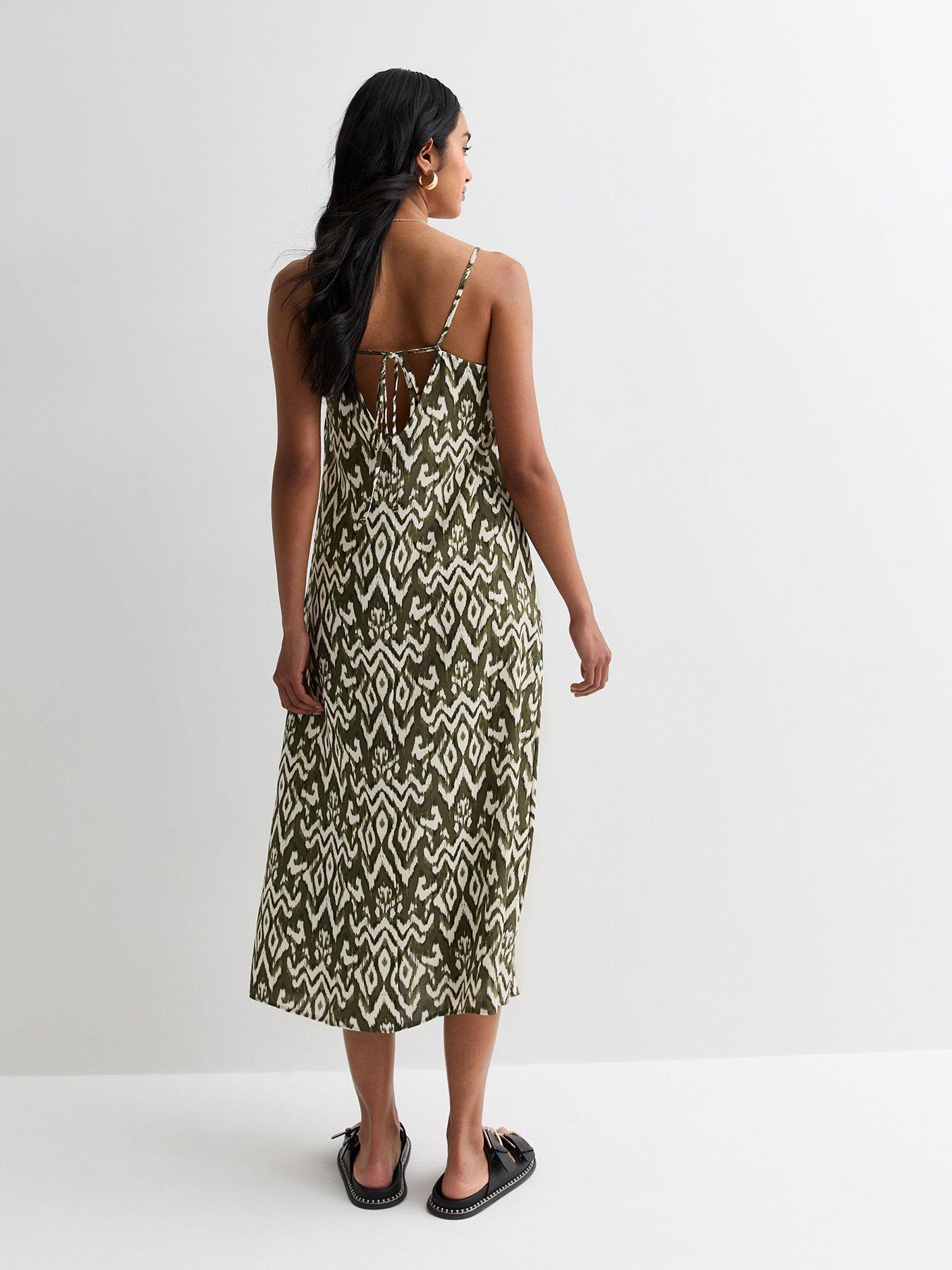 new-look-green-abstract-print-v-neck-strappy-midi-dressstillFront