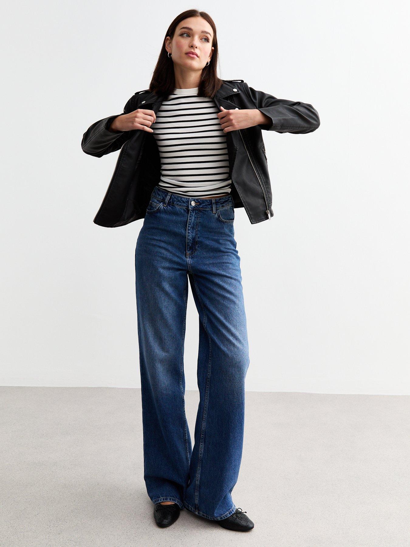 Image 3 of 5 of New Look Leather-Look Biker Jacket - Black