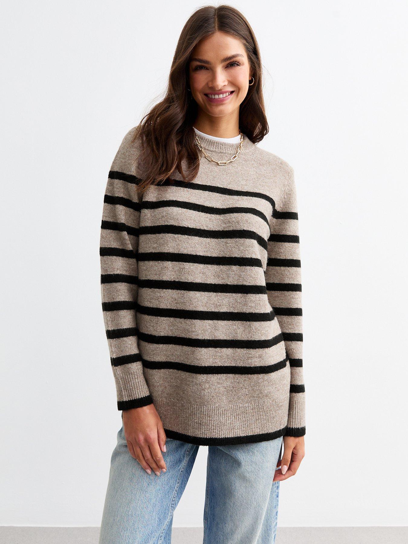 new-look-stripe-crew-neck-jumper-brown