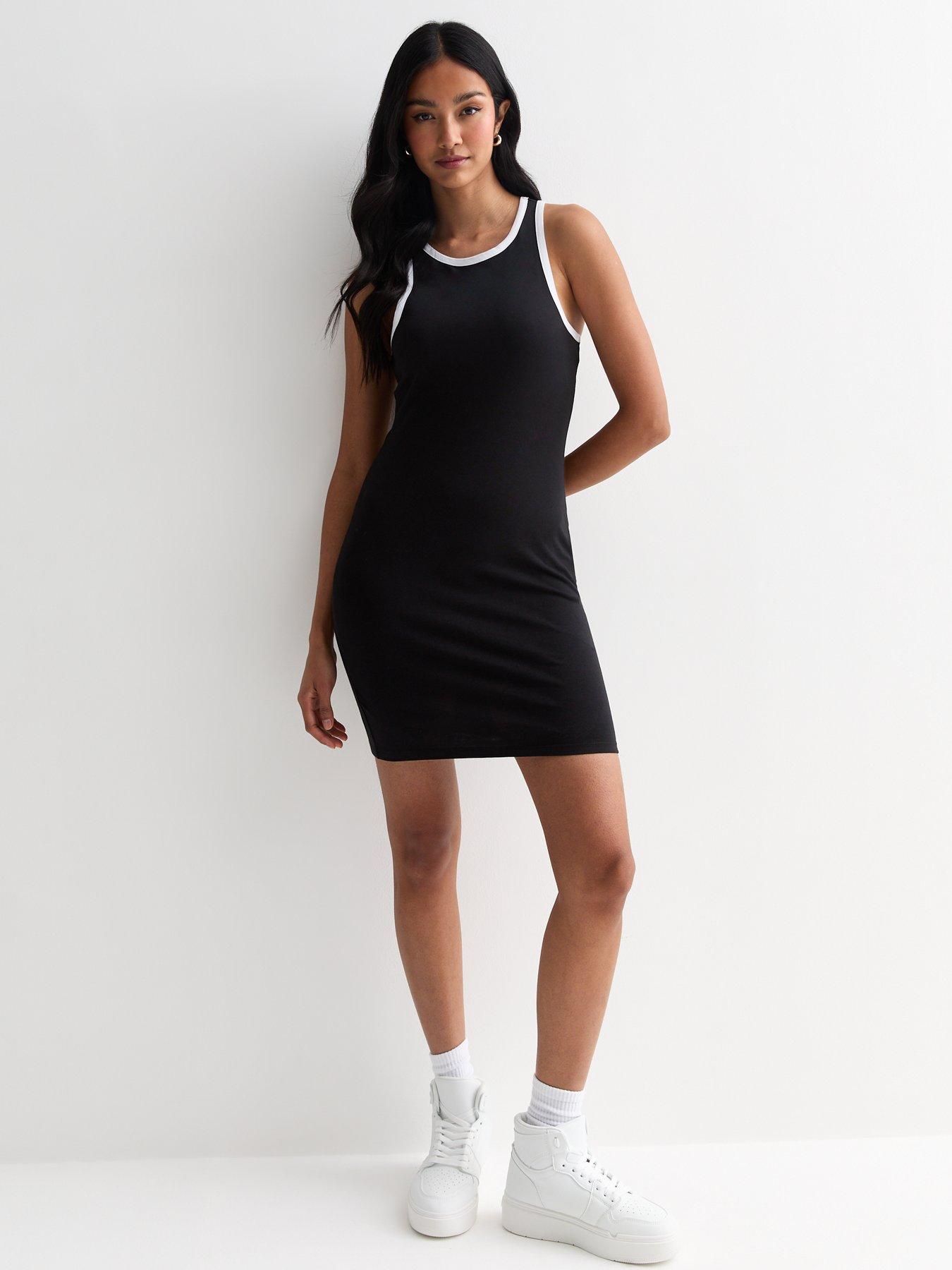 new-look-black-cotton-contrast-trim-racer-mini-dressback