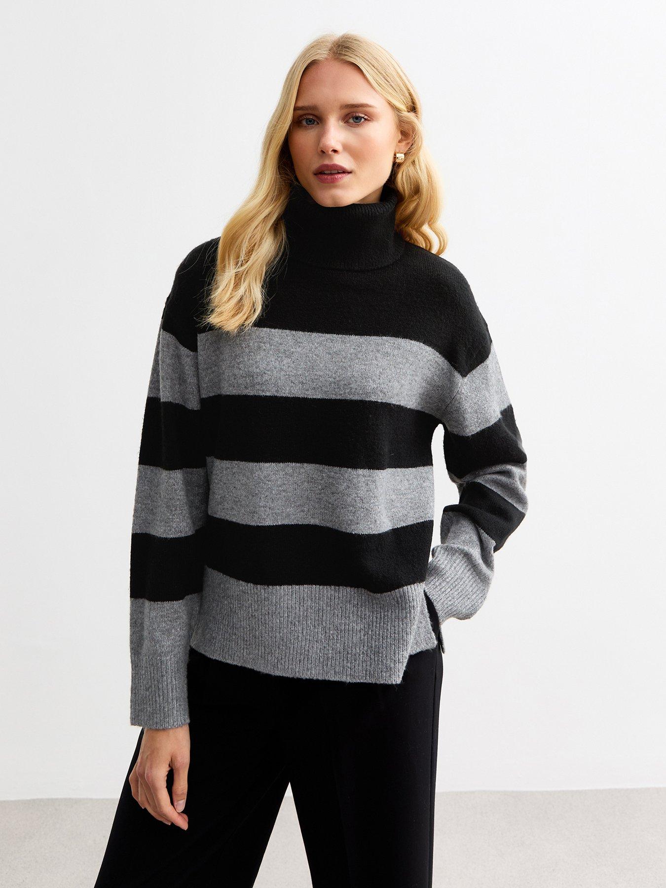 undefined Stripe Roll Neck Knit Jumper - Multi