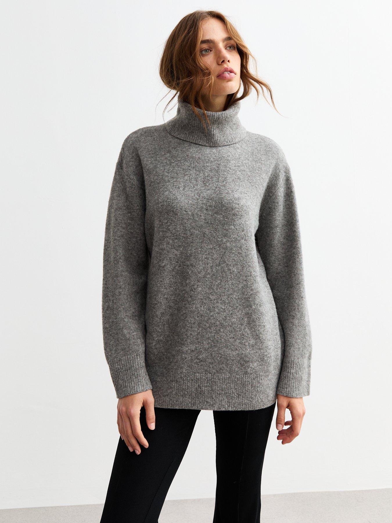 new-look-grey-longline-roll-neck-jumper